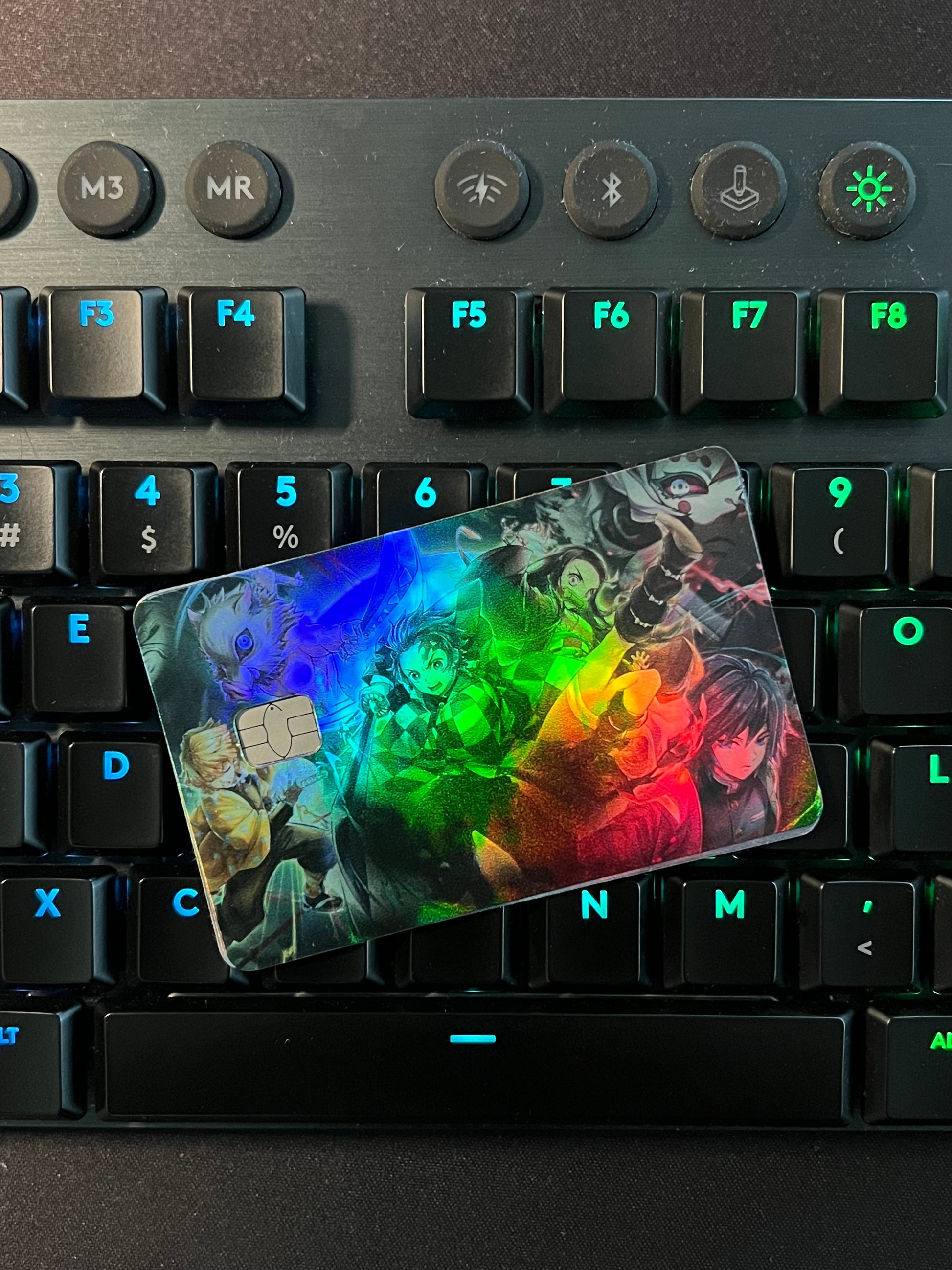 Anime Town Creations Holographic Credit Card Demon Slayer Squad Full Skins - Anime Demon Slayer Holographic Credit Card Skin