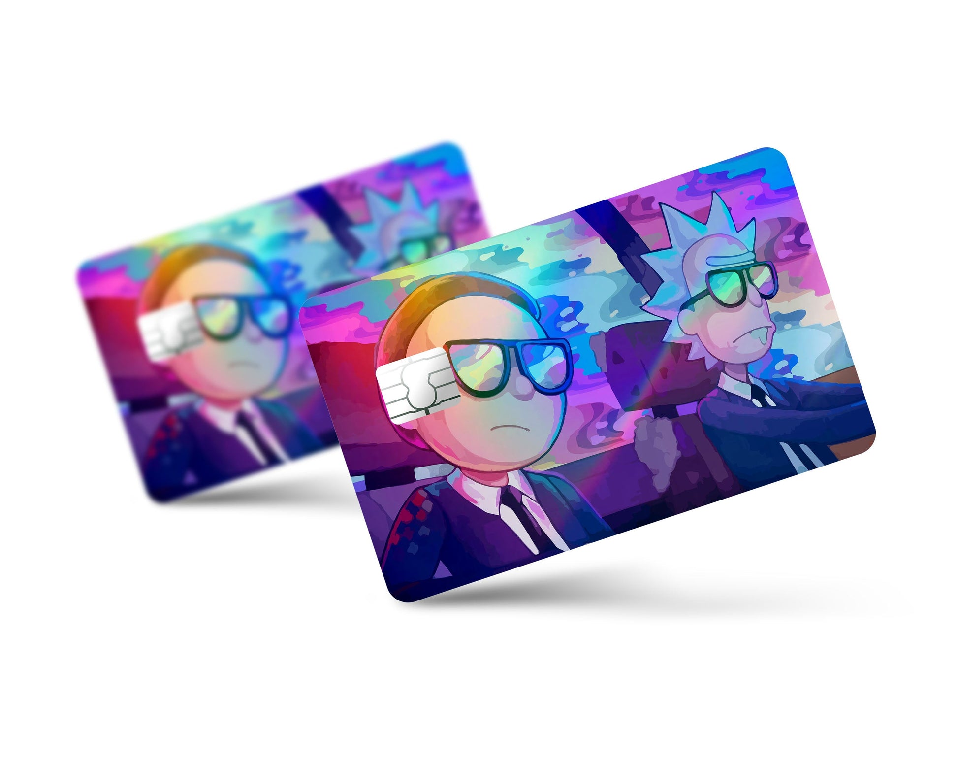 Anime Town Creations Holographic Credit Card Agents Rick and Morty Full Skins - Anime Rick and Morty Holographic Credit Card Skin