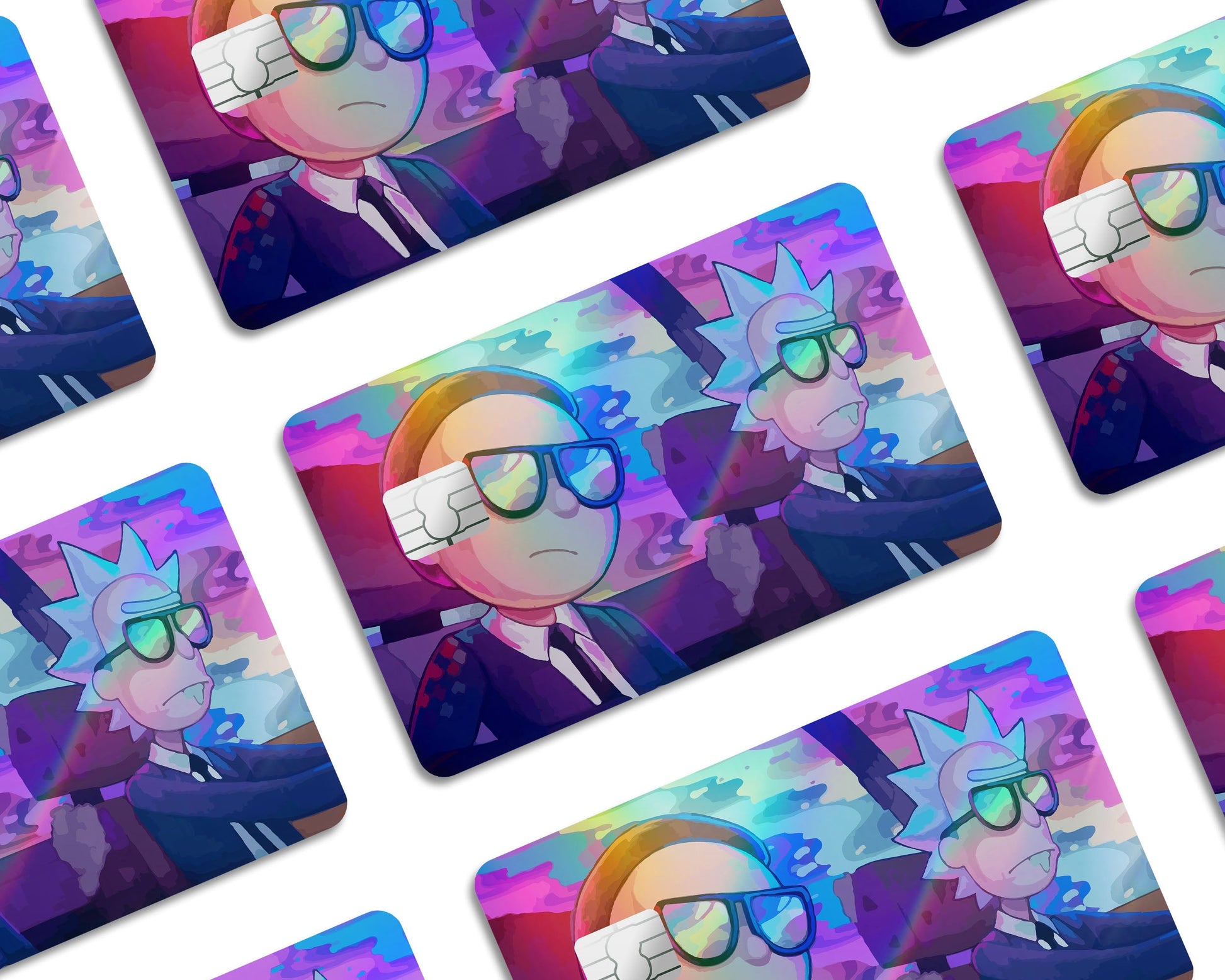 Anime Town Creations Holographic Credit Card Agents Rick and Morty Window Skins - Anime Rick and Morty Holographic Credit Card Skin