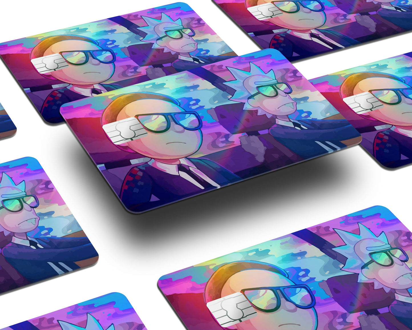 Anime Town Creations Holographic Credit Card Agents Rick and Morty Window Skins - Anime Rick and Morty Holographic Credit Card Skin