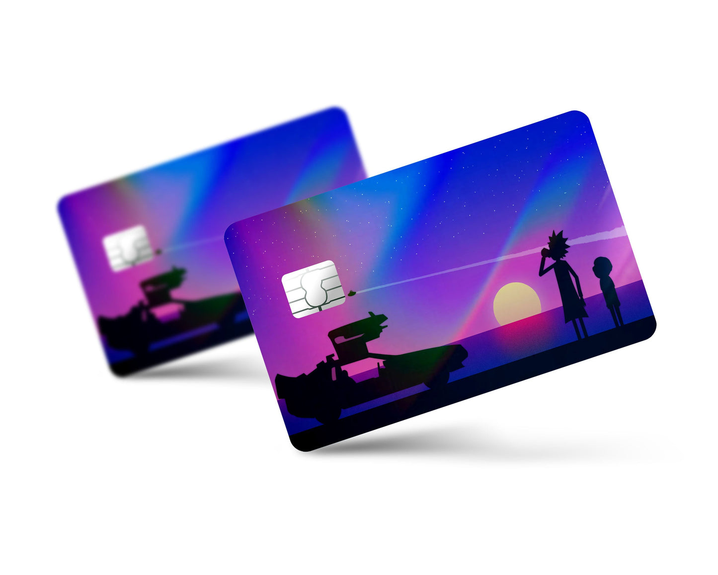 Anime Town Creations Holographic Credit Card Rick and Morty Back to Time Travel Full Skins - Anime Rick and Morty Holographic Credit Card Skin