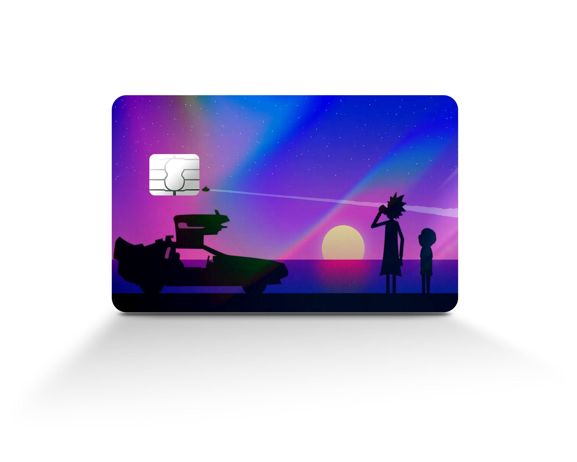 Anime Town Creations Holographic Credit Card Rick and Morty Back to Time Travel Full Skins - Anime Rick and Morty Holographic Credit Card Skin