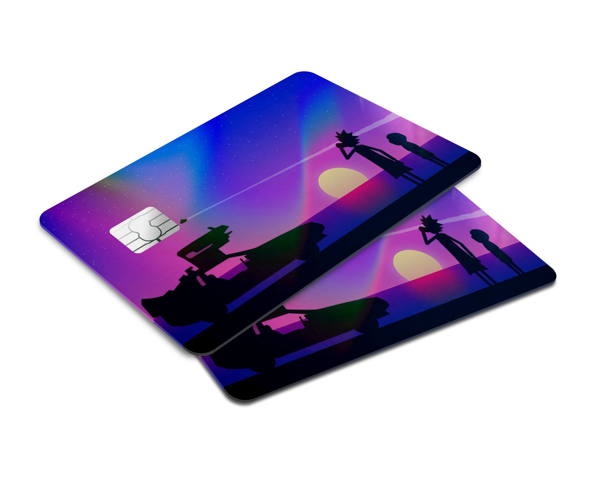 Anime Town Creations Holographic Credit Card Rick and Morty Back to Time Travel Window Skins - Anime Rick and Morty Holographic Credit Card Skin