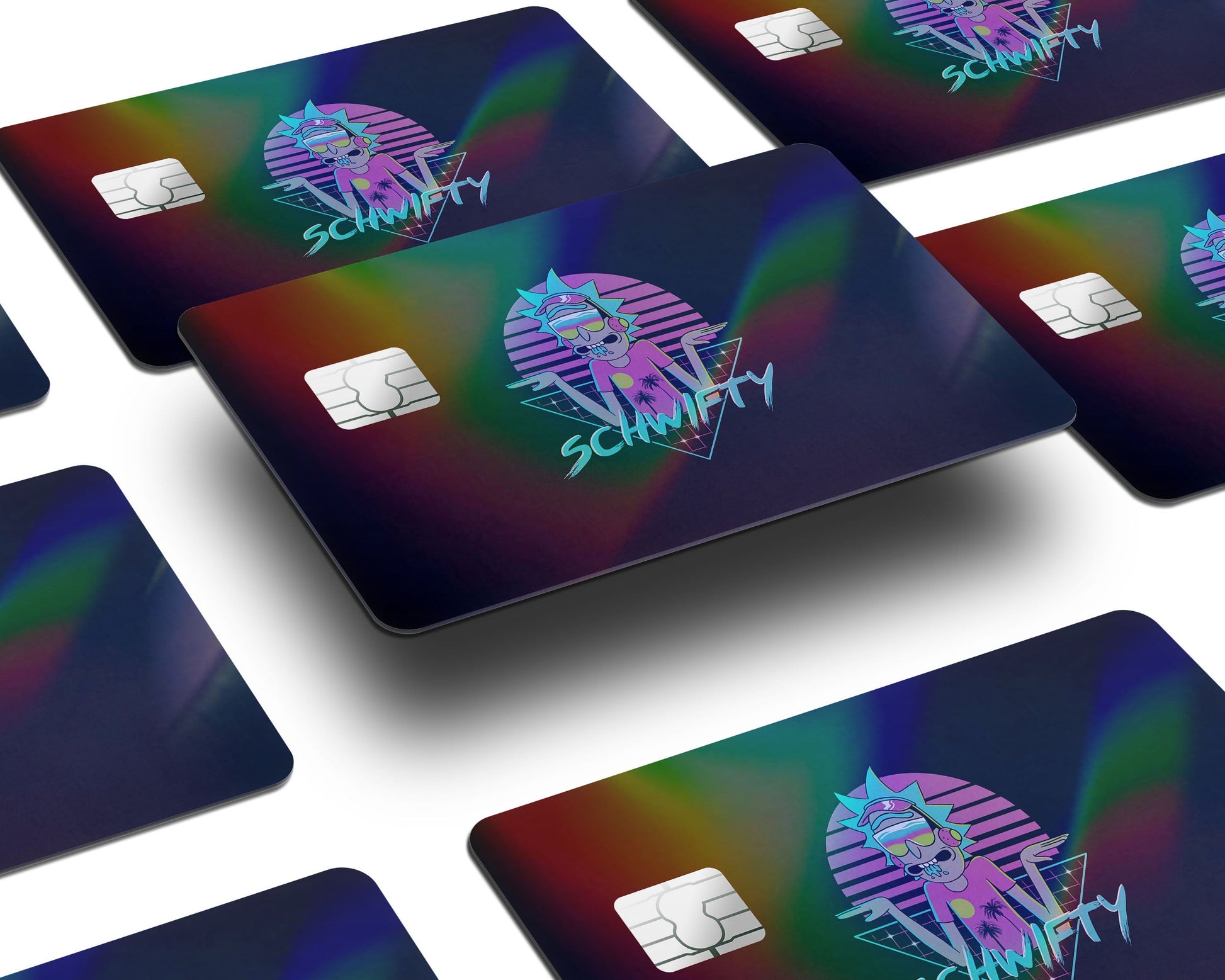 Anime Town Creations Holographic Credit Card Rick and Morty Schwifty Window Skins - Anime Rick and Morty Holographic Credit Card Skin
