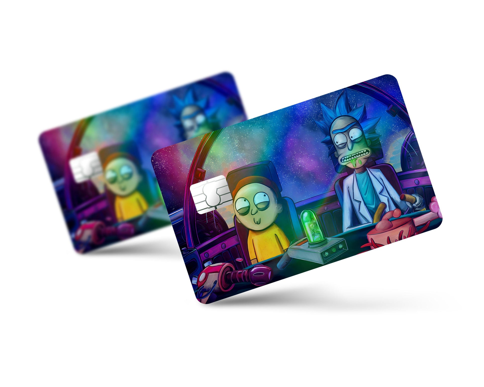 Anime Town Creations Holographic Credit Card Rick and Morty Spaceship Full Skins - Anime Rick and Morty Holographic Credit Card Skin