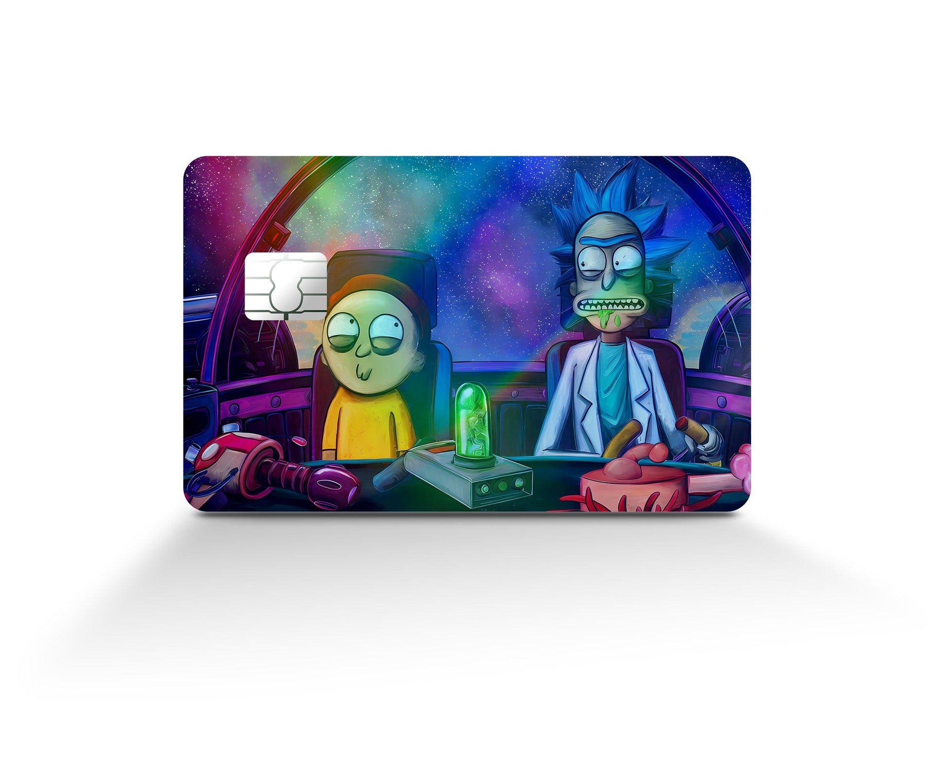 Anime Town Creations Holographic Credit Card Rick and Morty Spaceship Full Skins - Anime Rick and Morty Holographic Credit Card Skin