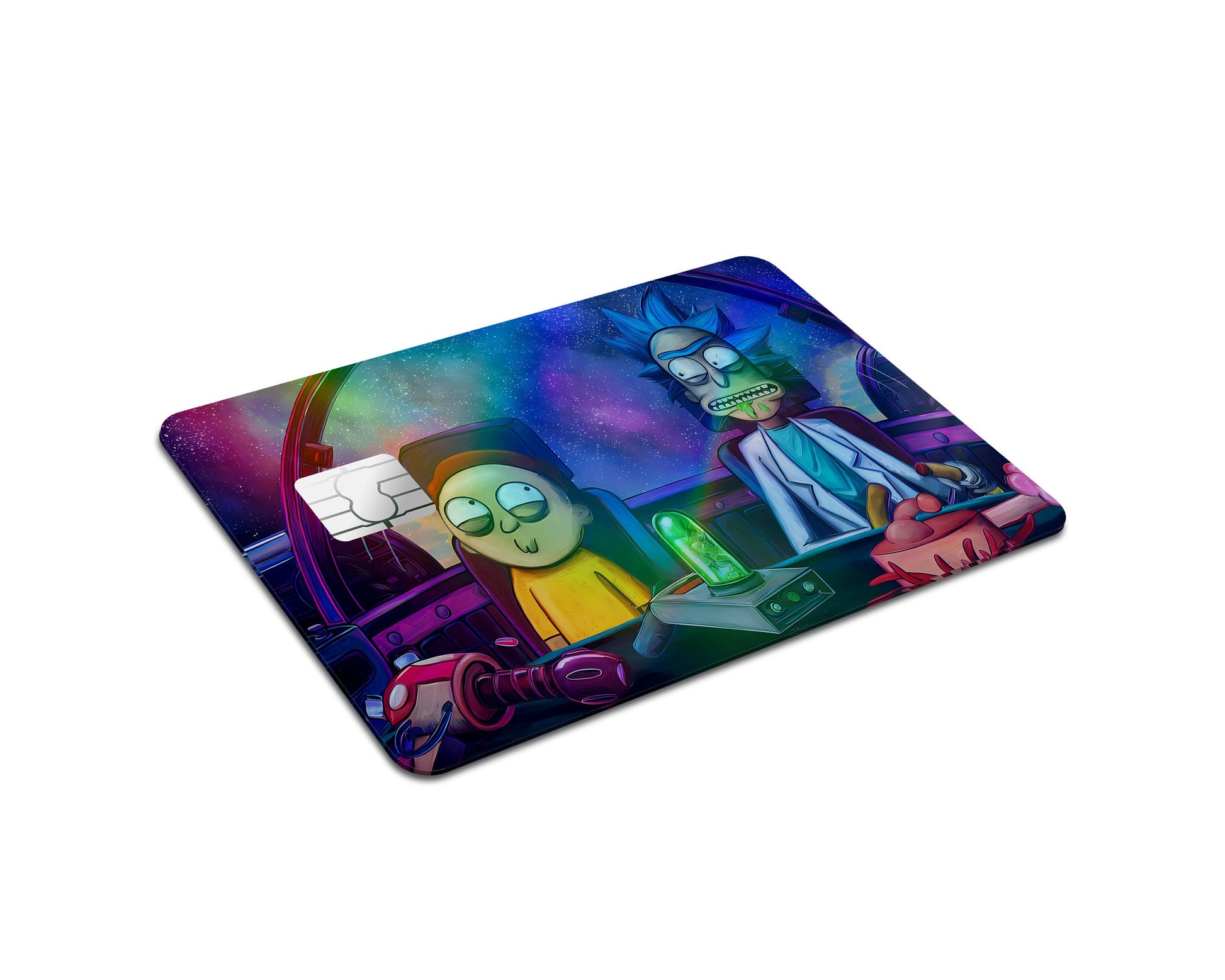 Anime Town Creations Holographic Credit Card Rick and Morty Spaceship Full Skins - Anime Rick and Morty Holographic Credit Card Skin