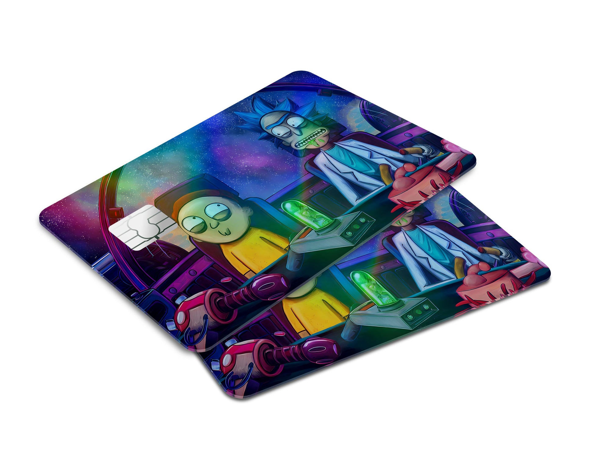 Anime Town Creations Holographic Credit Card Rick and Morty Spaceship Window Skins - Anime Rick and Morty Holographic Credit Card Skin