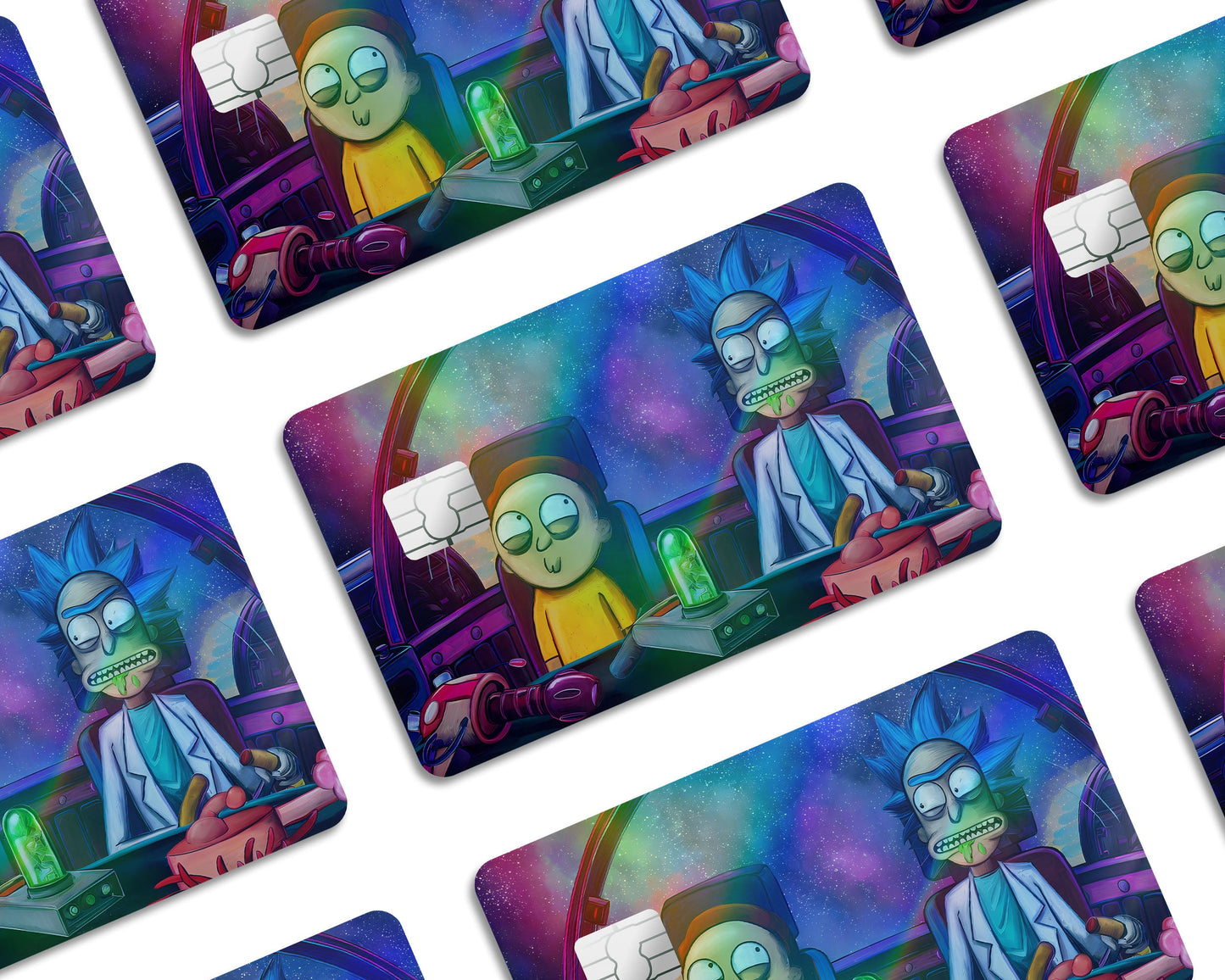 Anime Town Creations Holographic Credit Card Rick and Morty Spaceship Window Skins - Anime Rick and Morty Holographic Credit Card Skin
