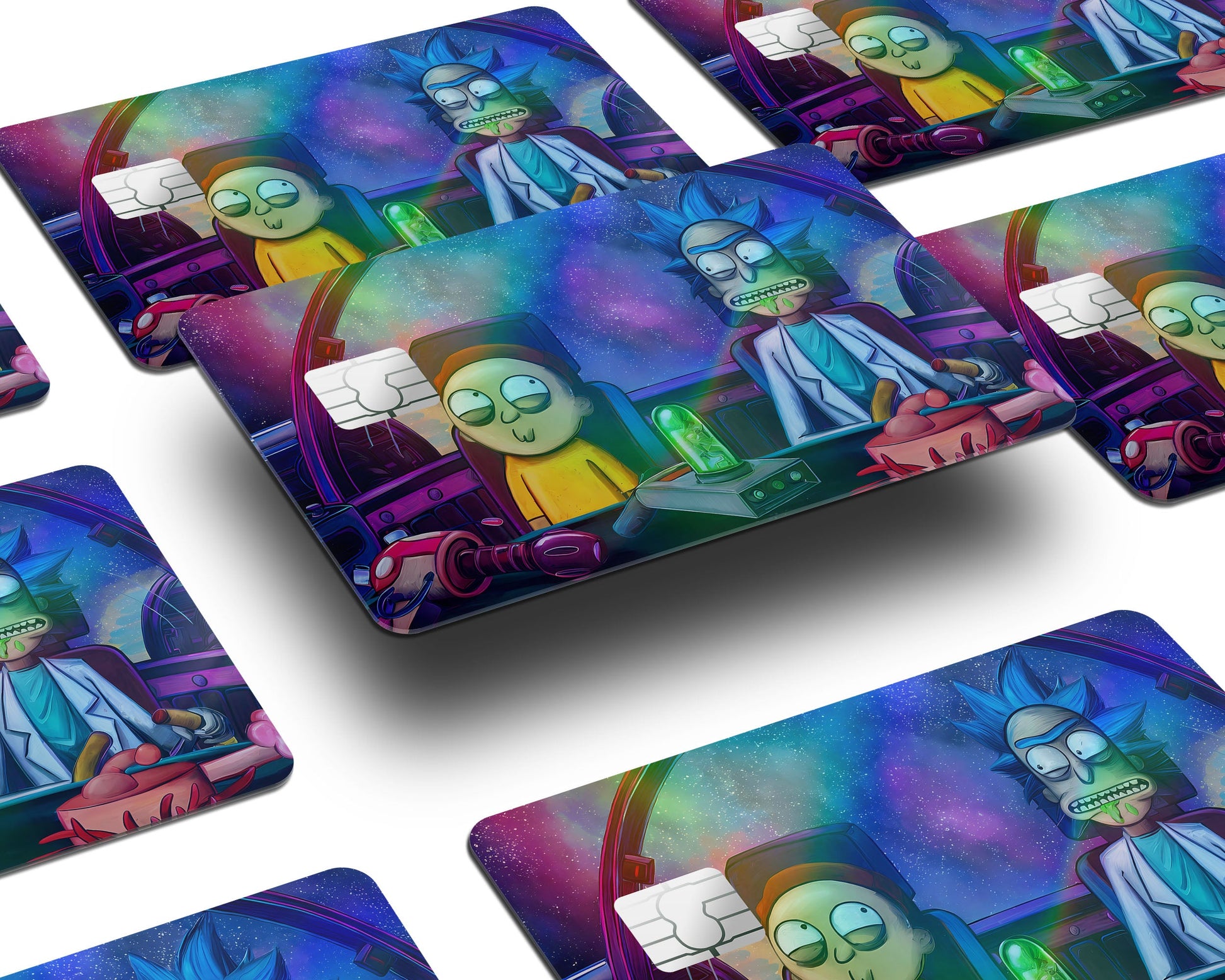 Anime Town Creations Holographic Credit Card Rick and Morty Spaceship Window Skins - Anime Rick and Morty Holographic Credit Card Skin