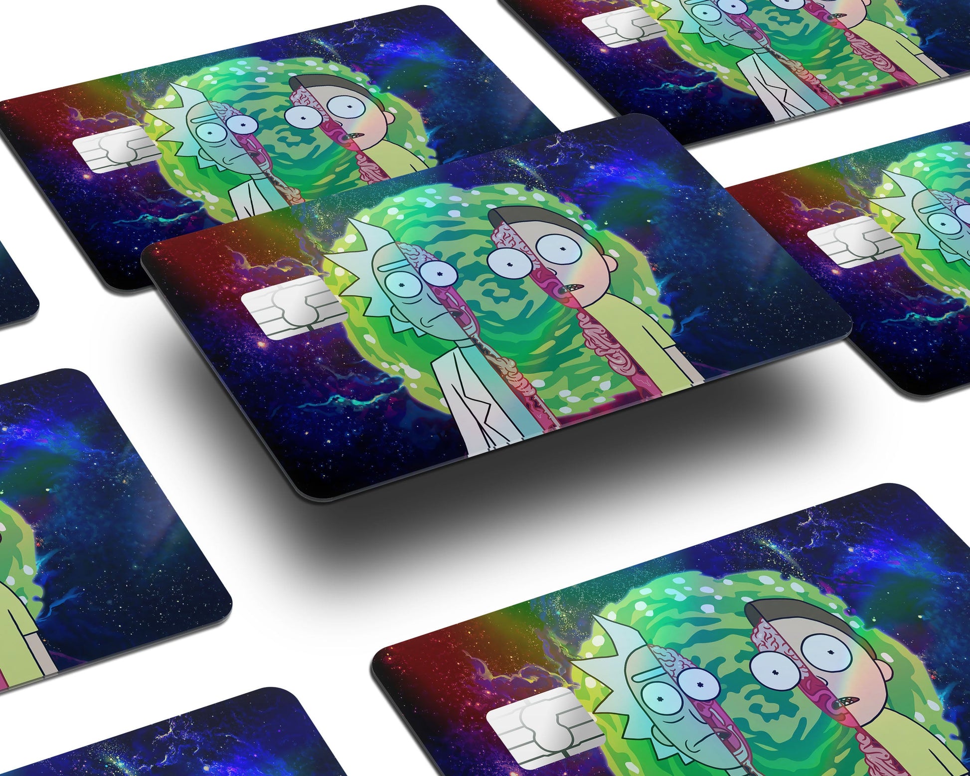 Anime Town Creations Holographic Credit Card Rick and Morty Portal Split Window Skins - Anime Rick and Morty Holographic Credit Card Skin