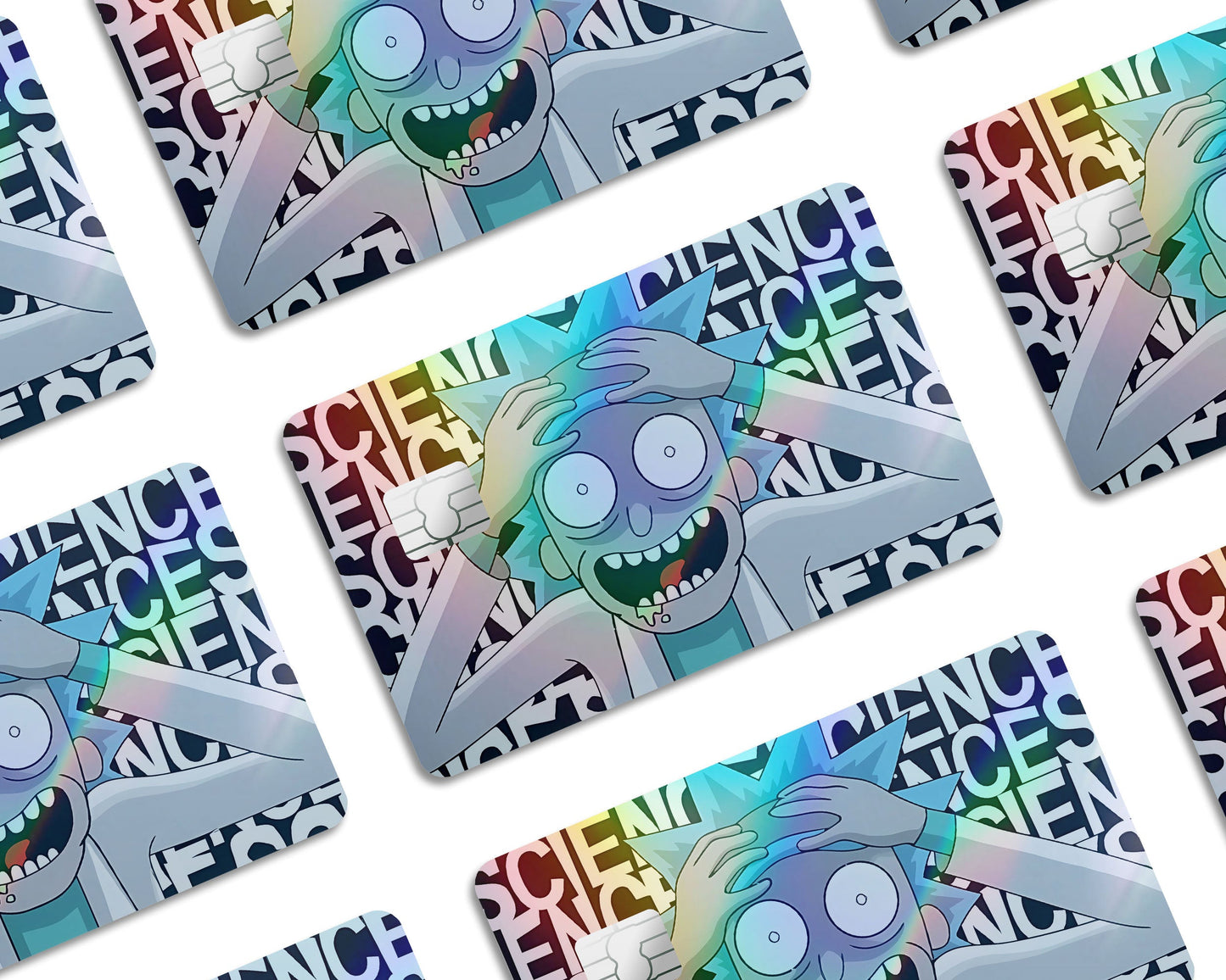 Anime Town Creations Holographic Credit Card Insane Rick Window Skins - Anime Rick and Morty Holographic Credit Card Skin