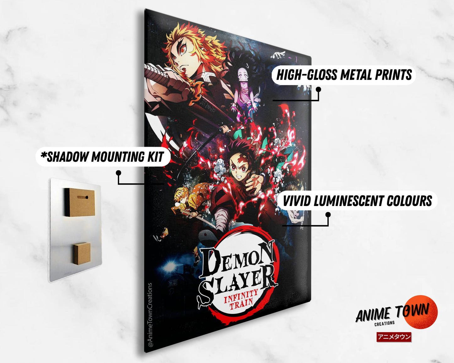 Anime Town Creations Metal Poster Demon Slayer Infinity Train Movie 11" x 17" Home Goods - Anime Demon Slayer Metal Poster