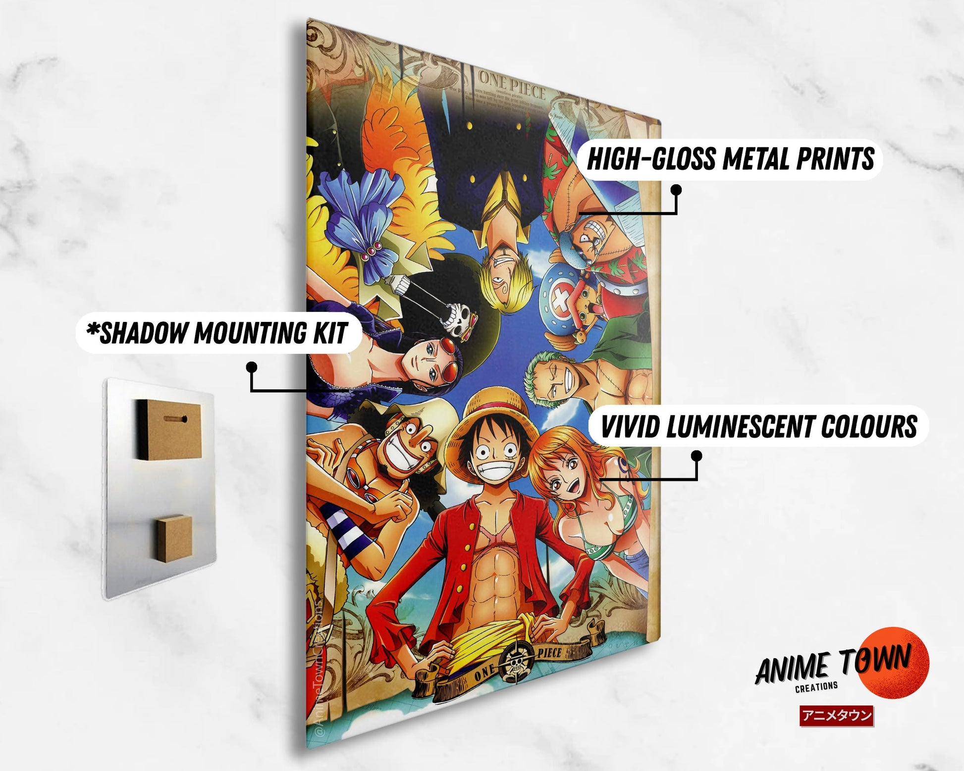 Anime Town Creations Metal Poster One Piece Crew Members 11" x 17" Home Goods - Anime One Piece Metal Poster