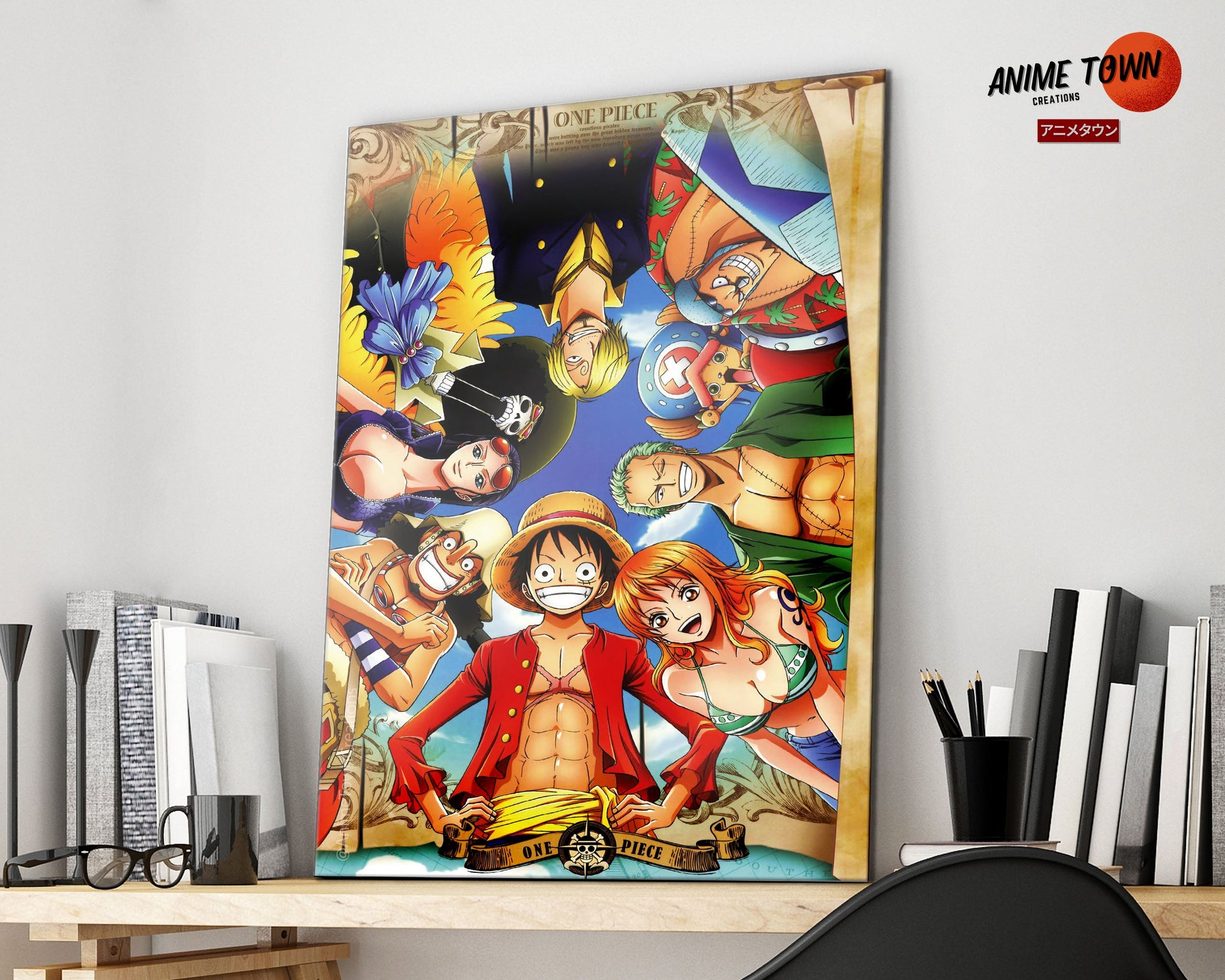 Anime Town Creations Metal Poster One Piece Crew Members 16" x 24" Home Goods - Anime One Piece Metal Poster