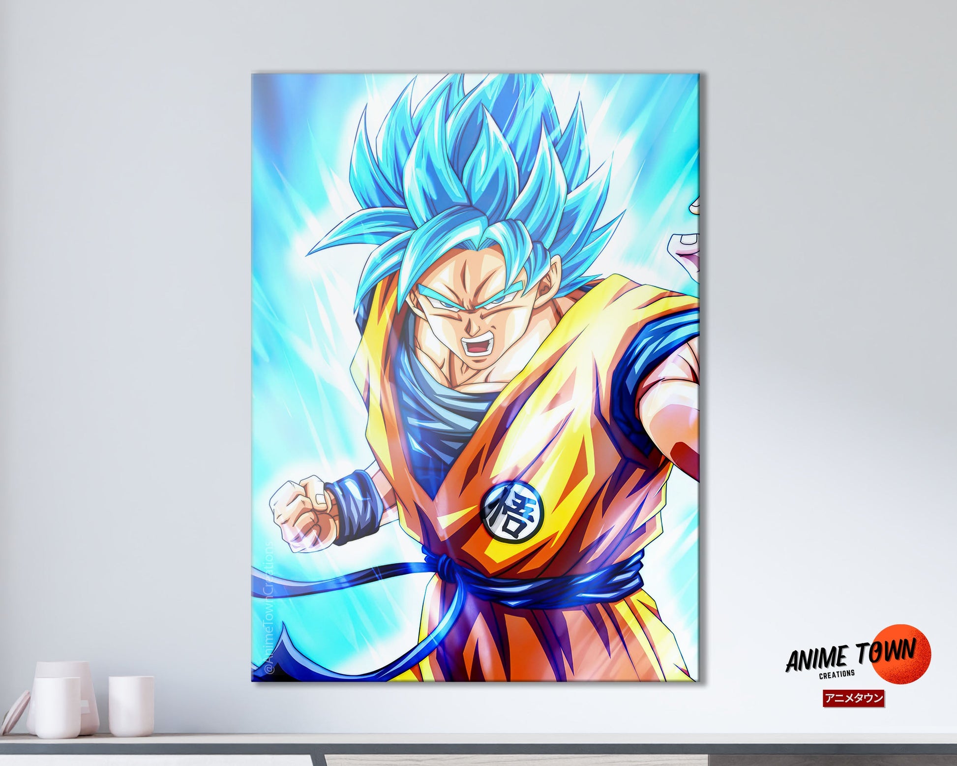 Anime Town Creations Metal Poster Dragon Ball Goku Super Saiyan Blue 11" x 17" Home Goods - Anime Dragon Ball Metal Poster