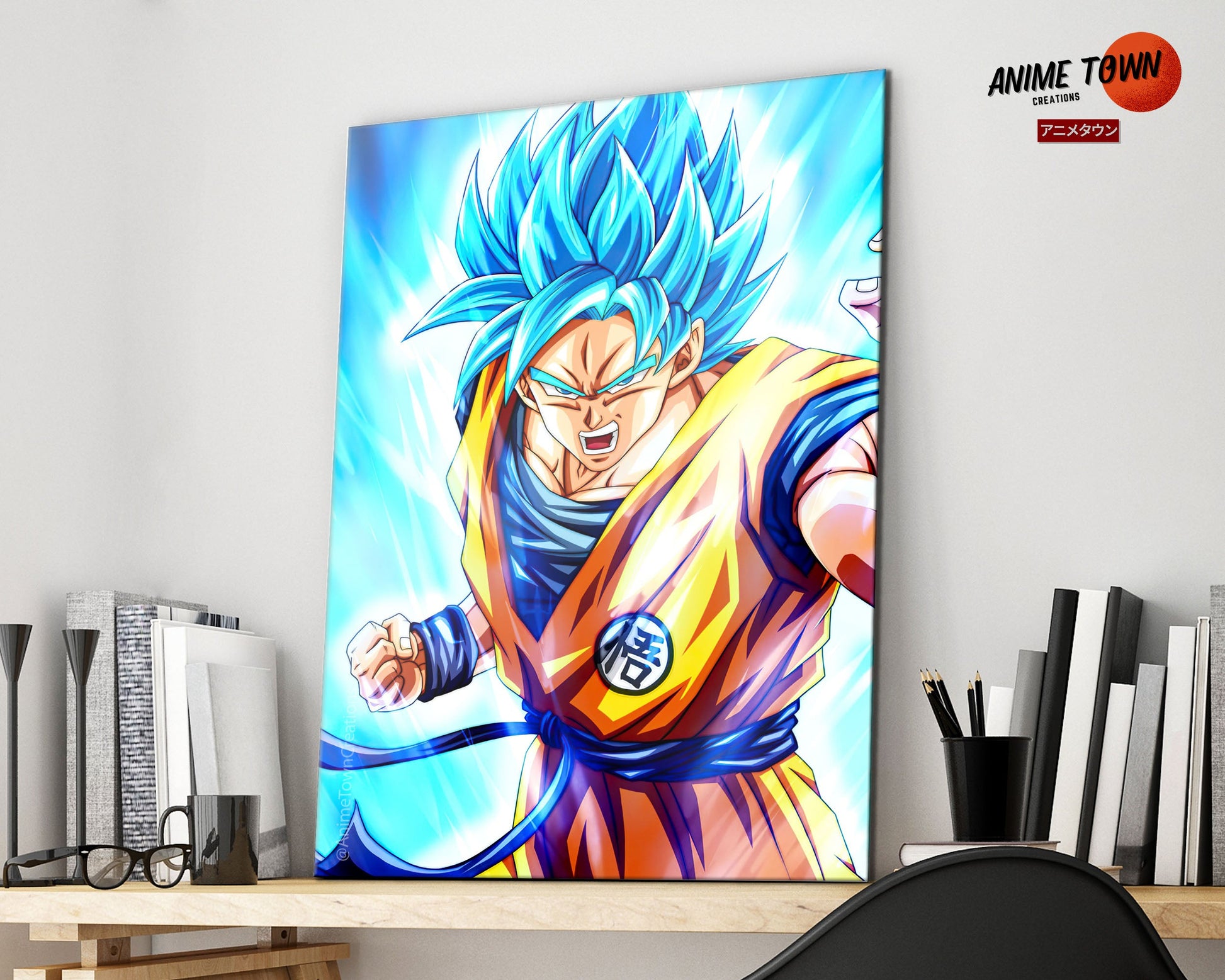 Anime Town Creations Metal Poster Dragon Ball Goku Super Saiyan Blue 16" x 24" Home Goods - Anime Dragon Ball Metal Poster