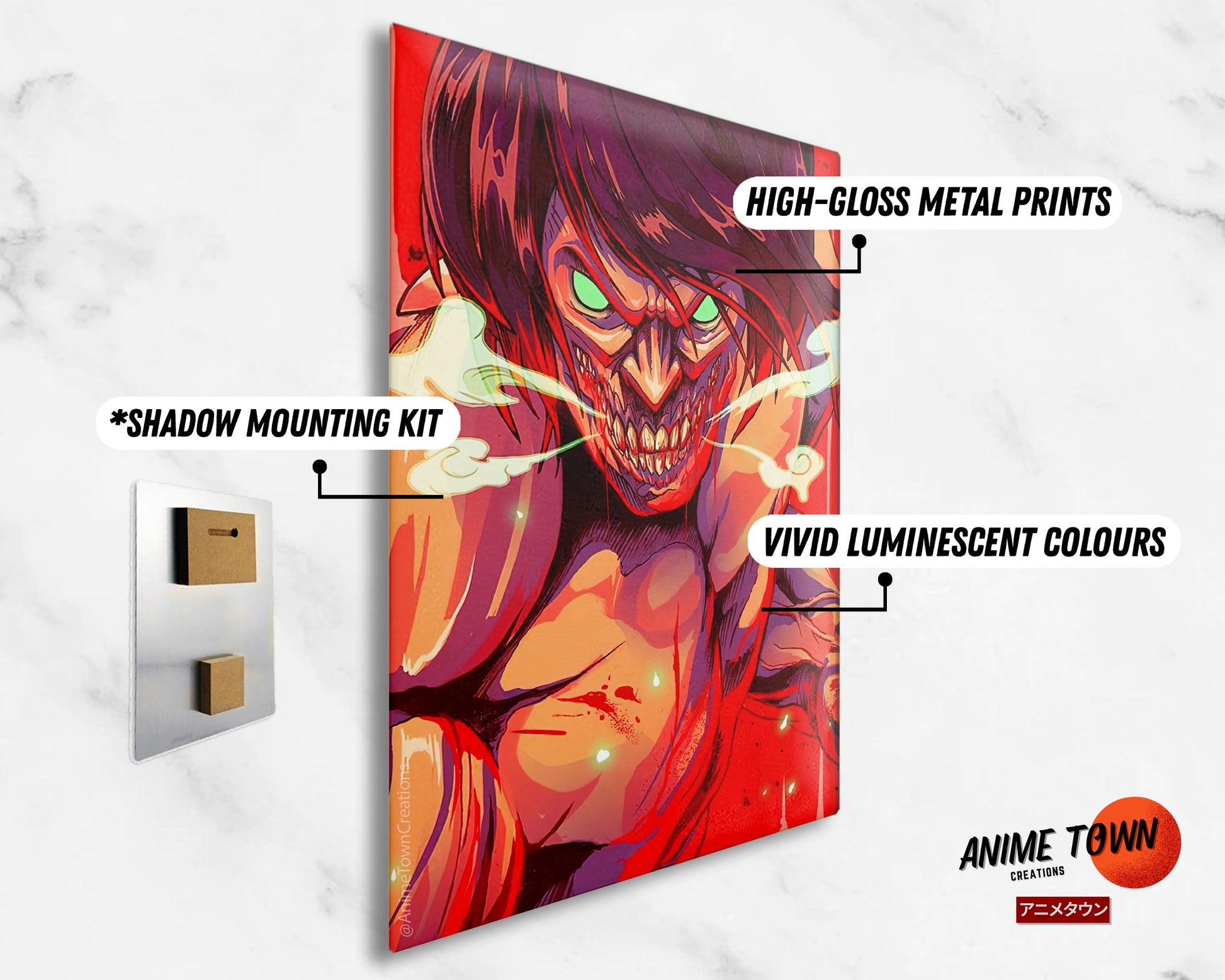 Anime Town Creations Metal Poster Attack on Titan Attack Titan 11" x 17" Home Goods - Anime Attack on Titan Metal Poster