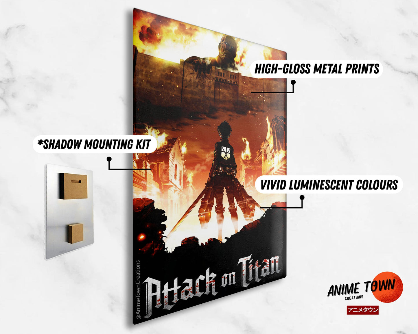 Anime Town Creations Metal Poster Attack on Titan Wall 11" x 17" Home Goods - Anime Attack on Titan Metal Poster