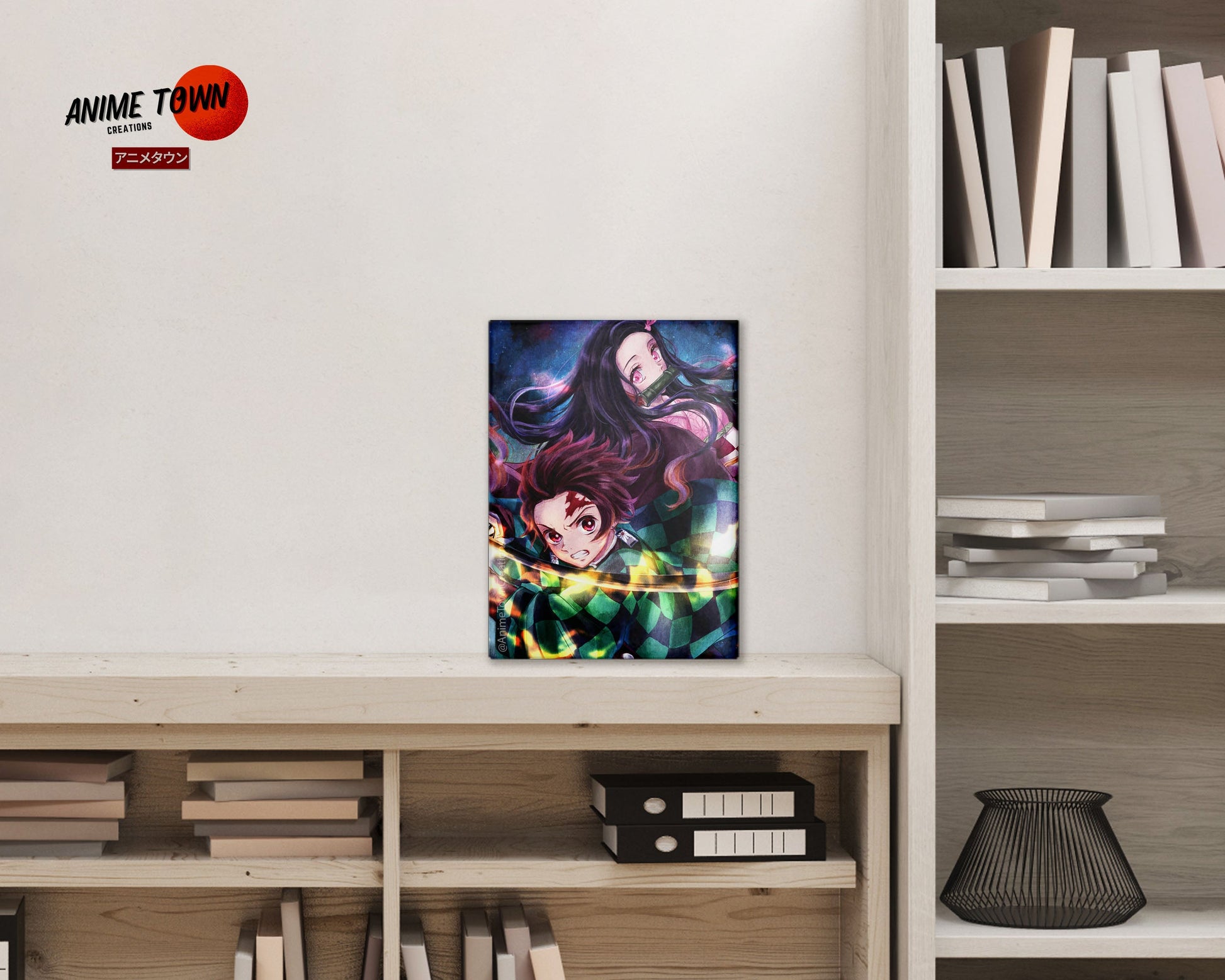Anime Town Creations Metal Poster Demon Slayer Artistic Tanjiro and Nezuko 5" x 7" Home Goods - Anime Demon Slayer Metal Poster