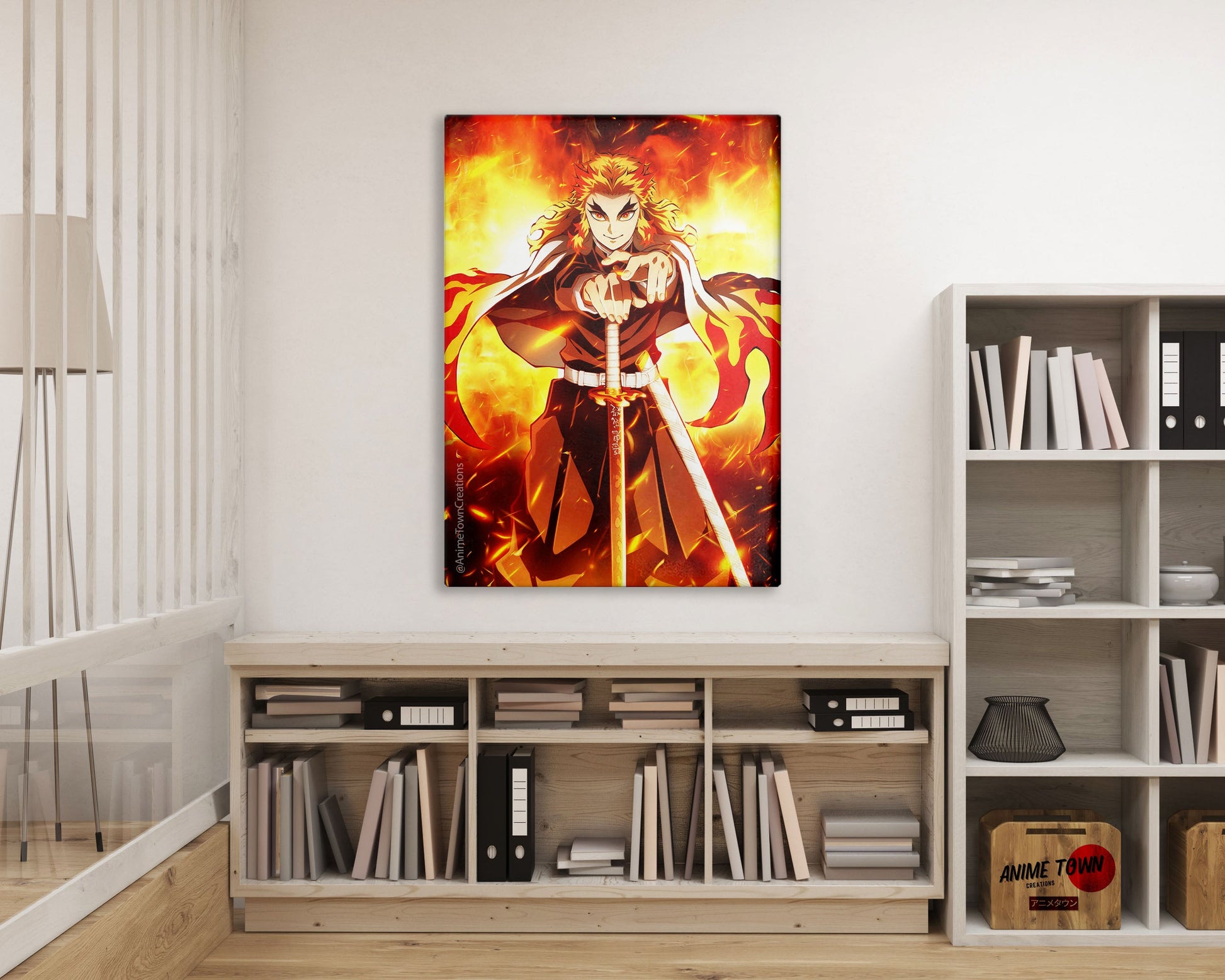 Anime Town Creations Metal Poster Demon Slayer Rengoku Flame Breathing 16" x 24" Home Goods - Anime Demon Slayer Metal Poster
