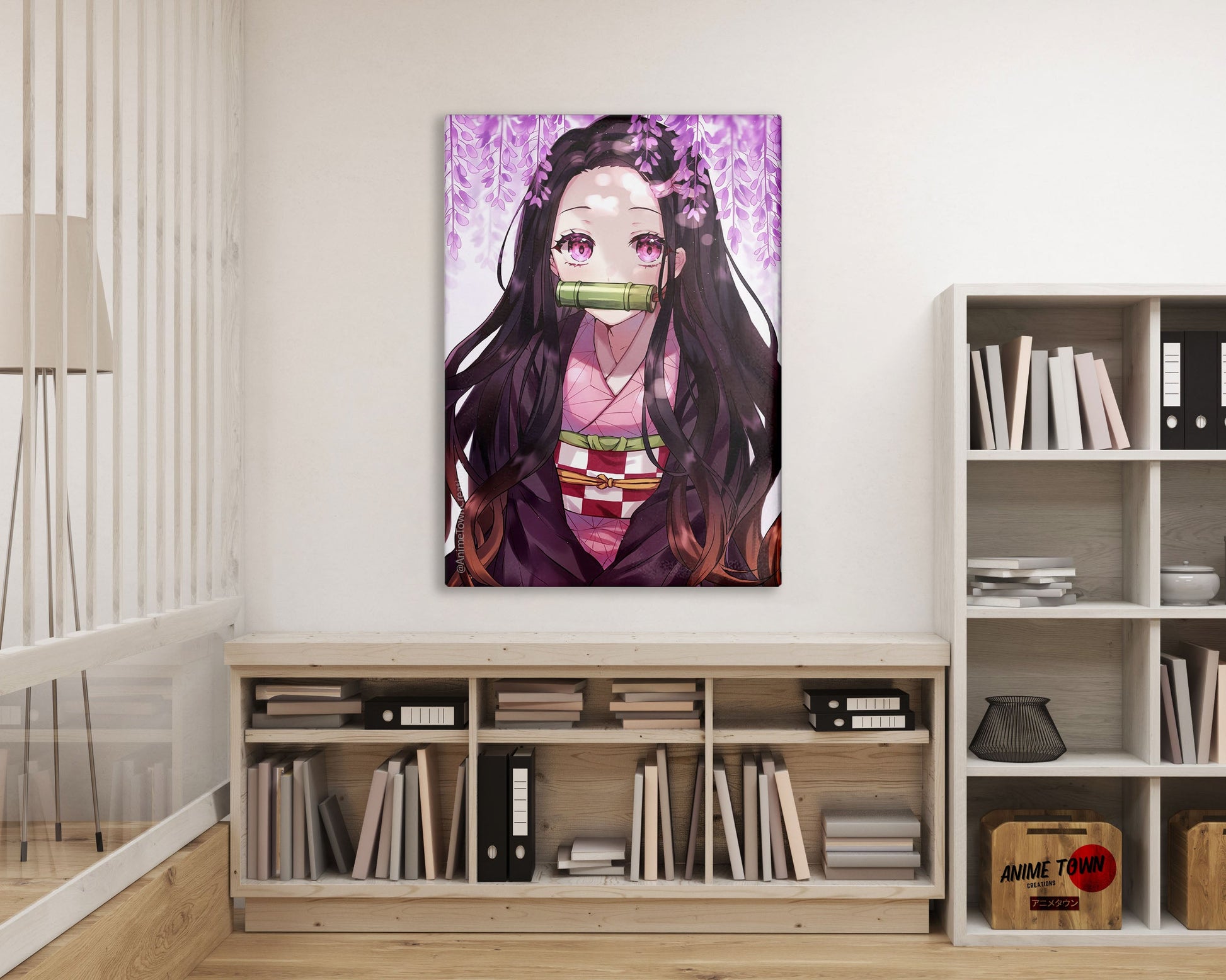 Anime Town Creations Metal Poster Demon Slayer Nezuko Cherry Blossom Pink 16" x 24" Home Goods - Anime Demon Slayer Metal Poster