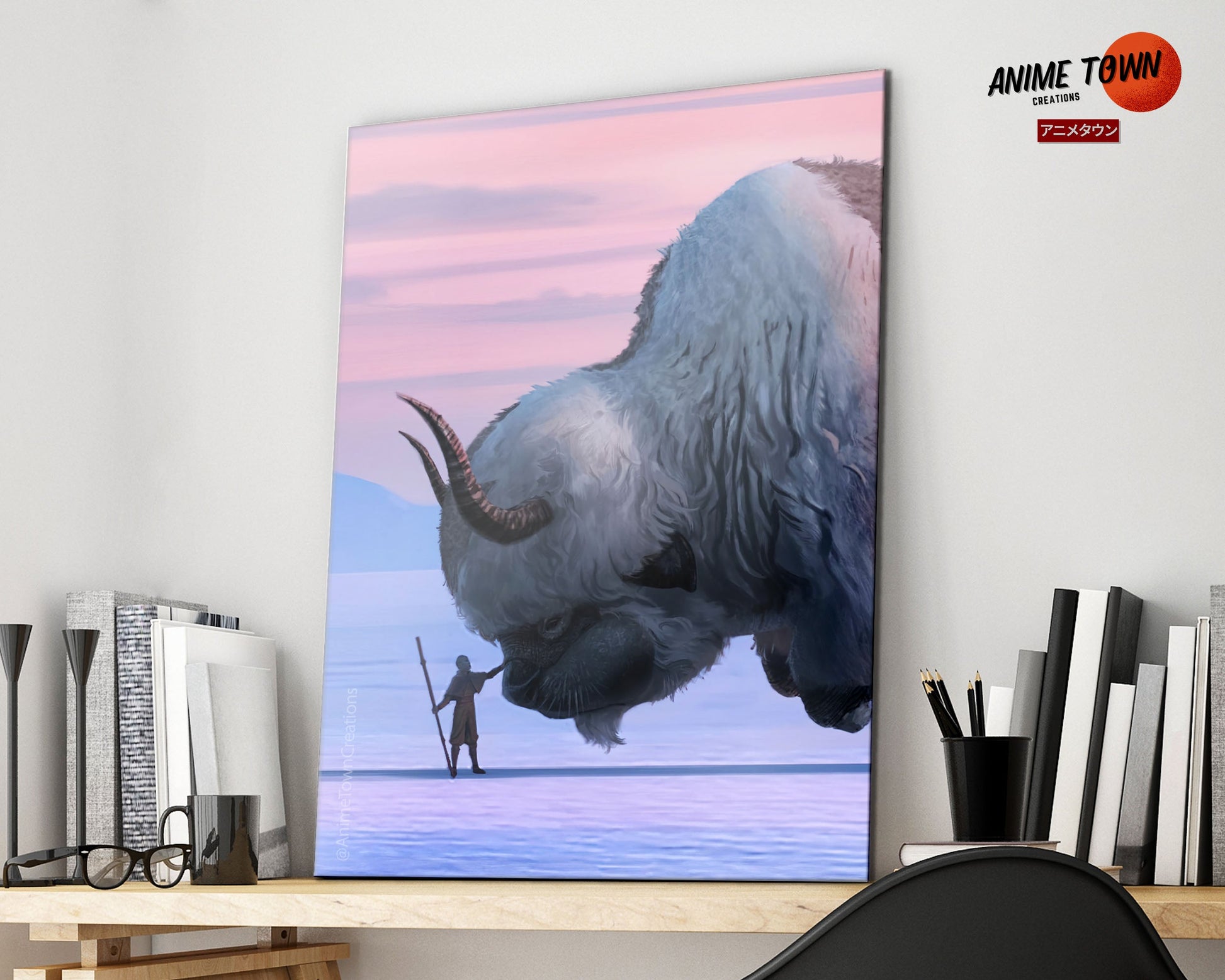 Anime Town Creations Metal Poster Avatar Aang and Appa 16" x 24" Home Goods - Anime Avatar Metal Poster
