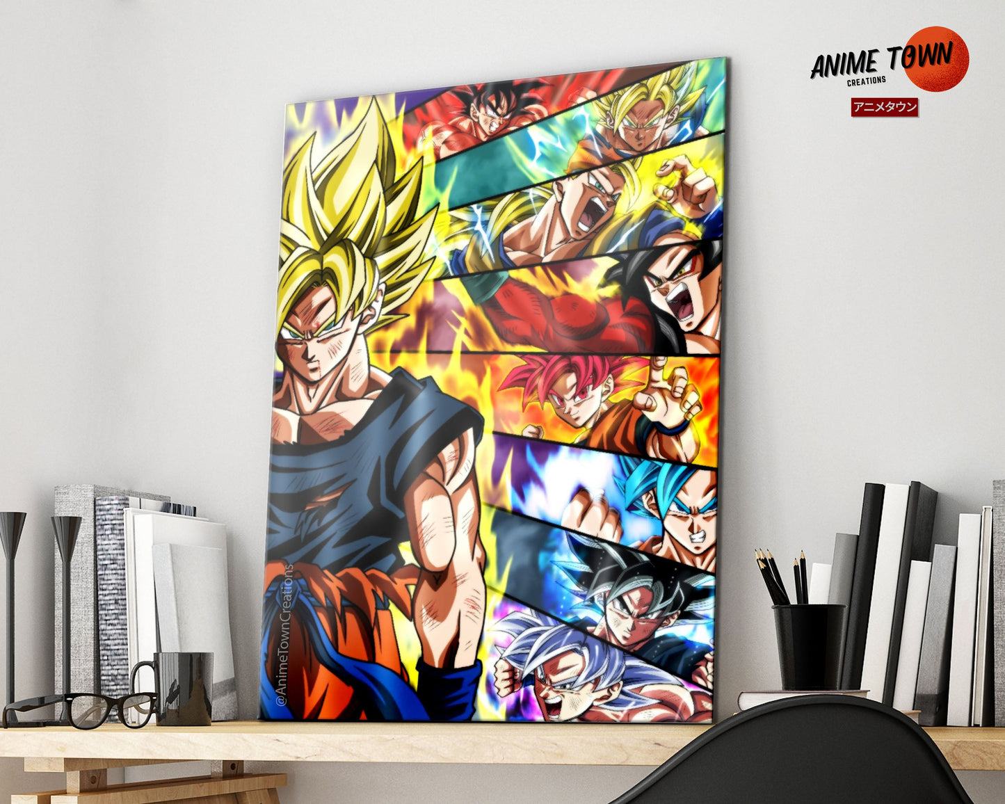 Anime Town Creations Metal Poster Dragon Ball Super Saiyan Forms 16" x 24" Home Goods - Anime Dragon Ball Metal Poster