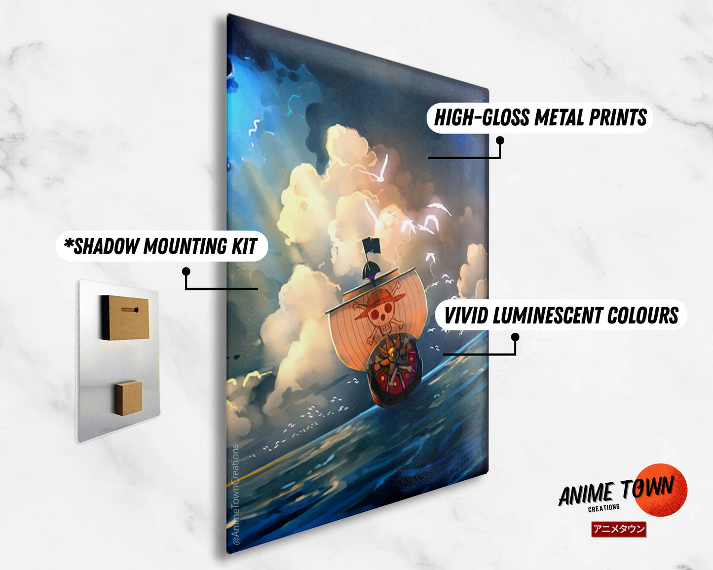 Anime Town Creations Metal Poster One Piece Thousand Sunny 11" x 17" Home Goods - Anime One Piece Metal Poster