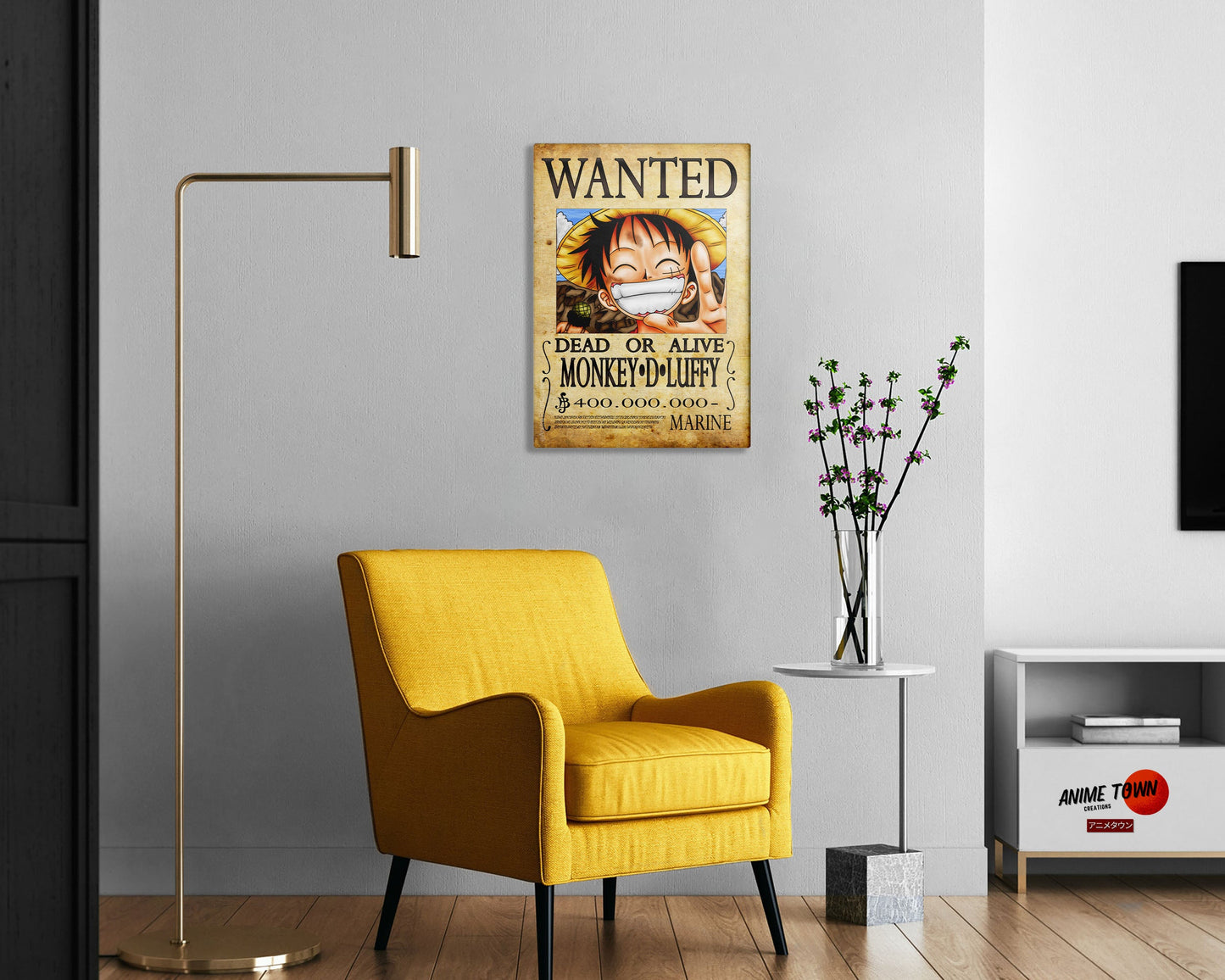 Anime Town Creations Metal Poster One Piece Luffy Wanted Poster 5" x 7" Home Goods - Anime One Piece Metal Poster