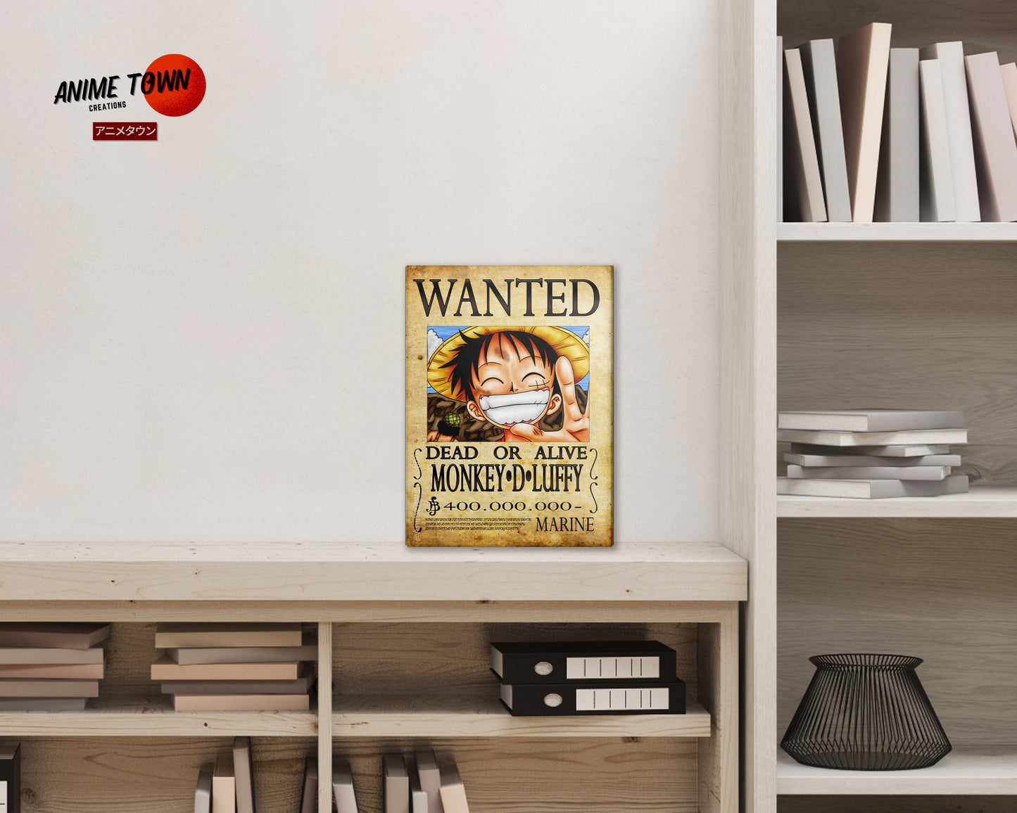 Anime Town Creations Metal Poster One Piece Luffy Wanted Poster 5" x 7" Home Goods - Anime One Piece Metal Poster