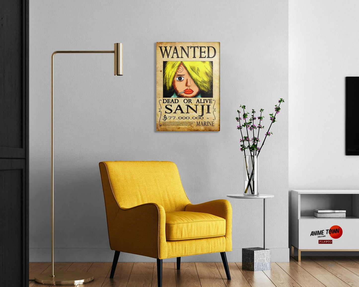 Anime Town Creations Metal Poster One Piece Sanji Wanted Poster 5" x 7" Home Goods - Anime One Piece Metal Poster