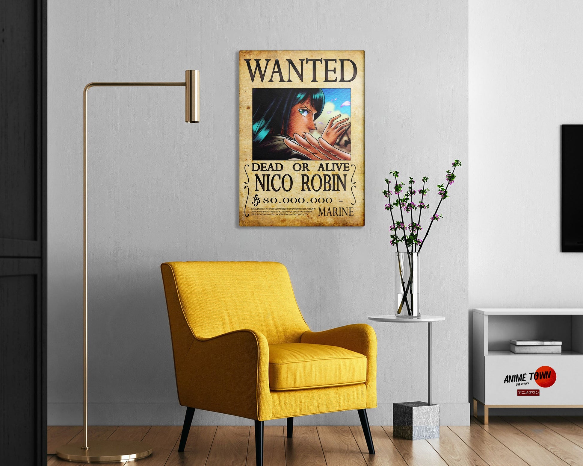 Anime Town Creations Metal Poster One Piece Nico Wanted Poster 24" x 36" Home Goods - Anime One Piece Metal Poster
