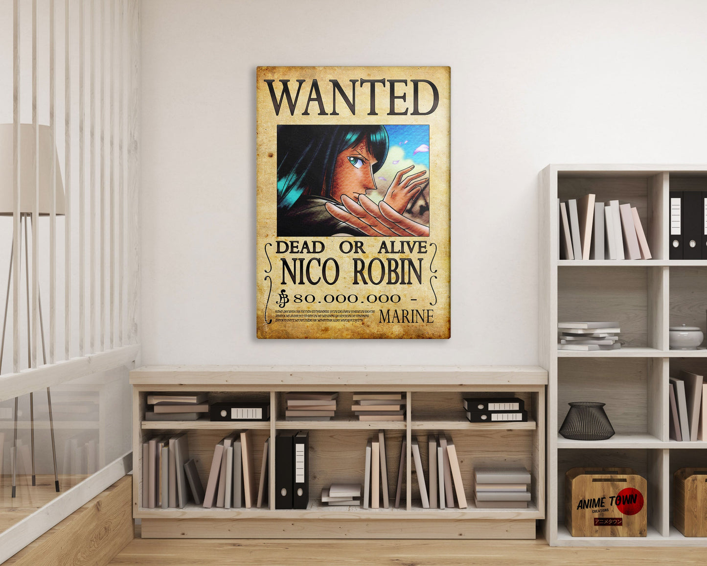 Anime Town Creations Metal Poster One Piece Nico Wanted Poster 16" x 24" Home Goods - Anime One Piece Metal Poster