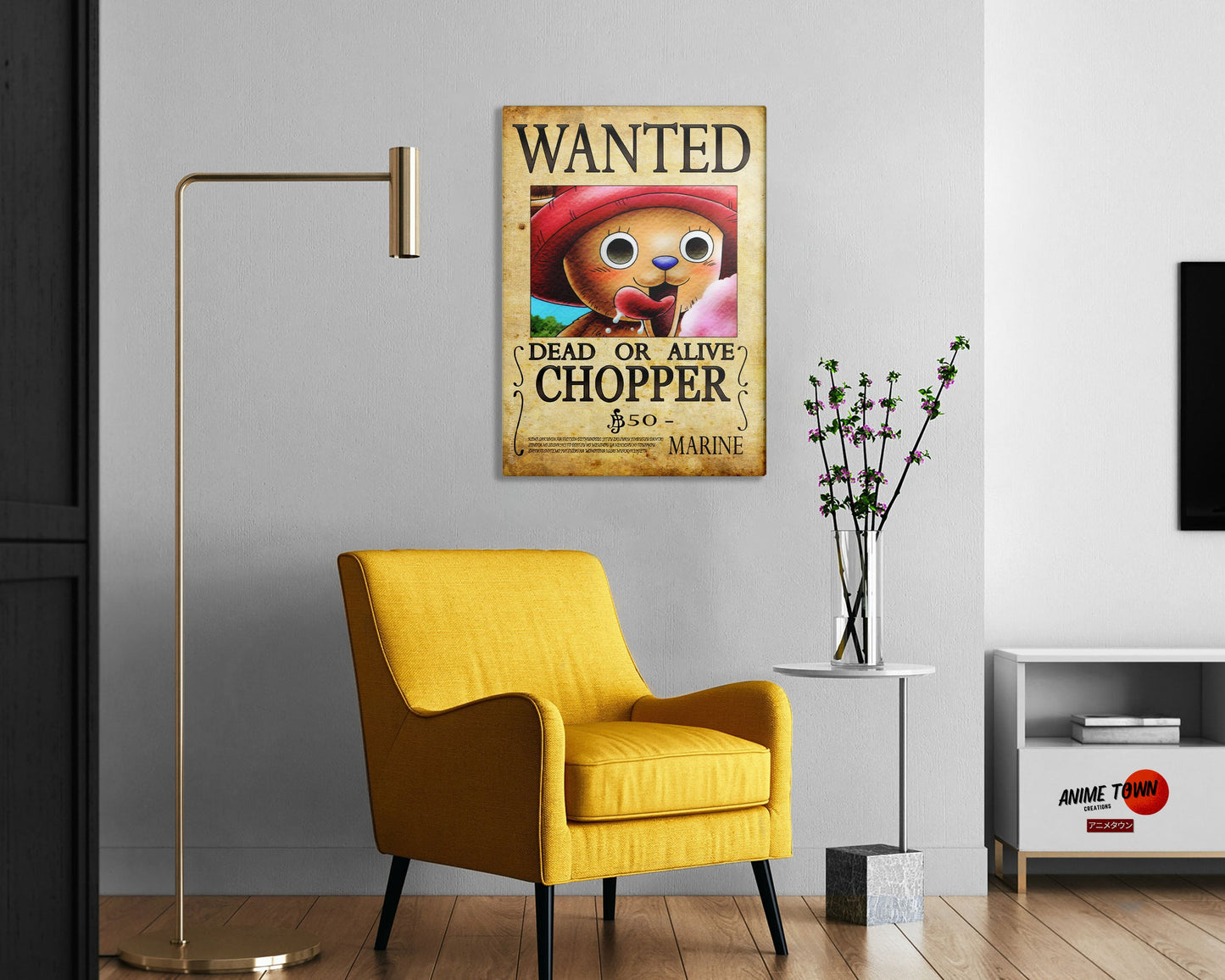 Anime Town Creations Metal Poster One Piece Chopper Wanted Poster 24" x 36" Home Goods - Anime One Piece Metal Poster