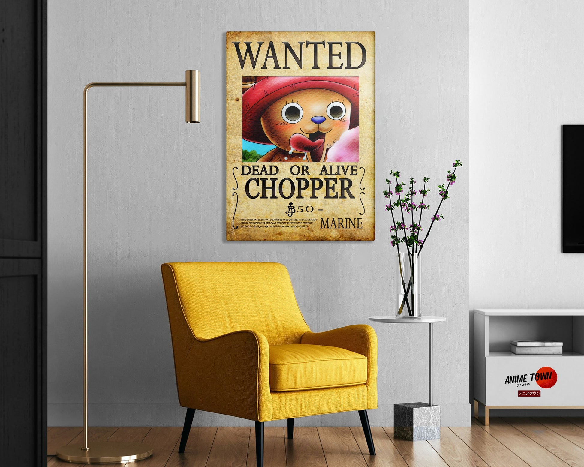 Anime Town Creations Metal Poster One Piece Chopper Wanted Poster 24" x 36" Home Goods - Anime One Piece Metal Poster