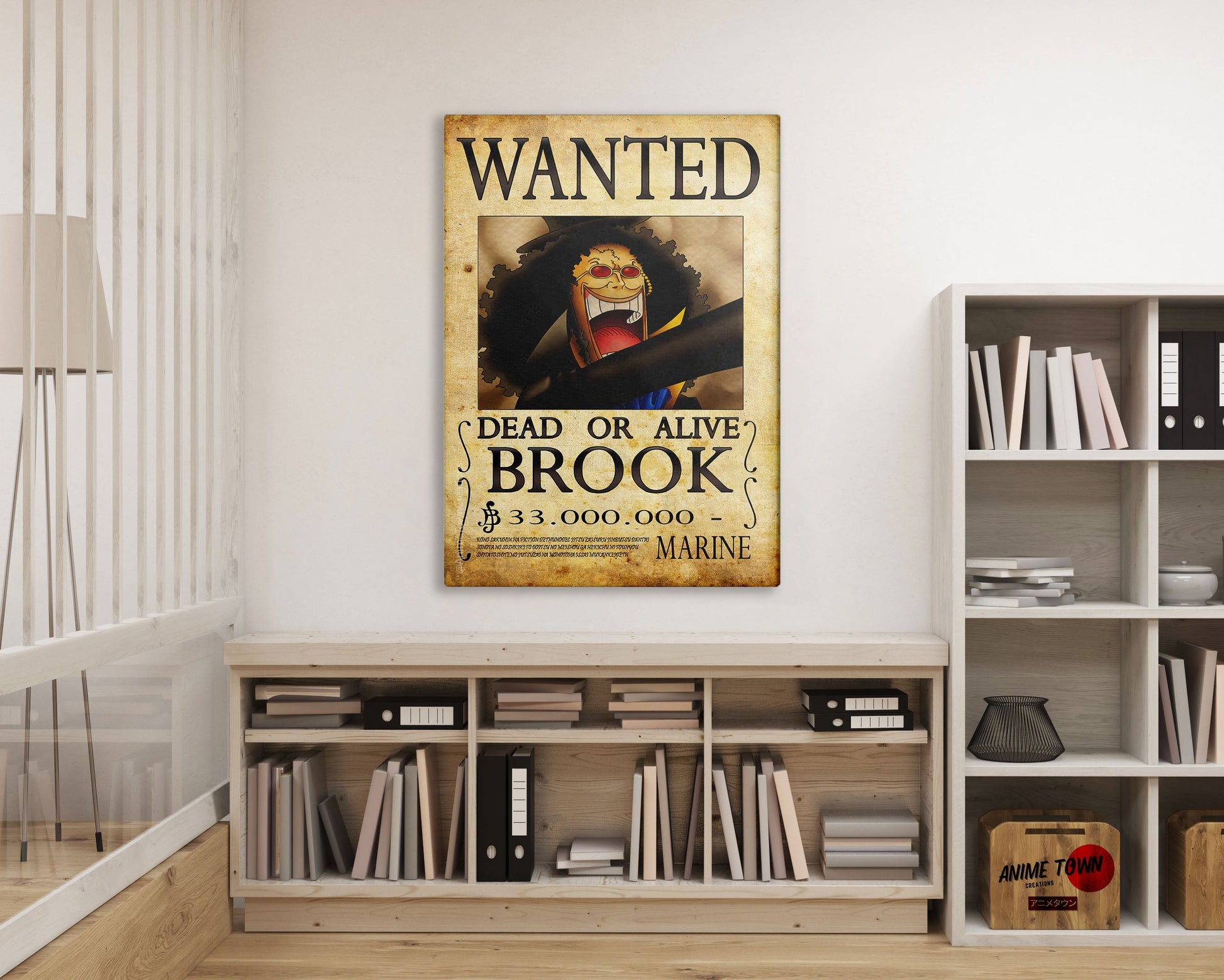 Anime Town Creations Metal Poster One Piece Brook Wanted Poster 16" x 24" Home Goods - Anime One Piece Metal Poster