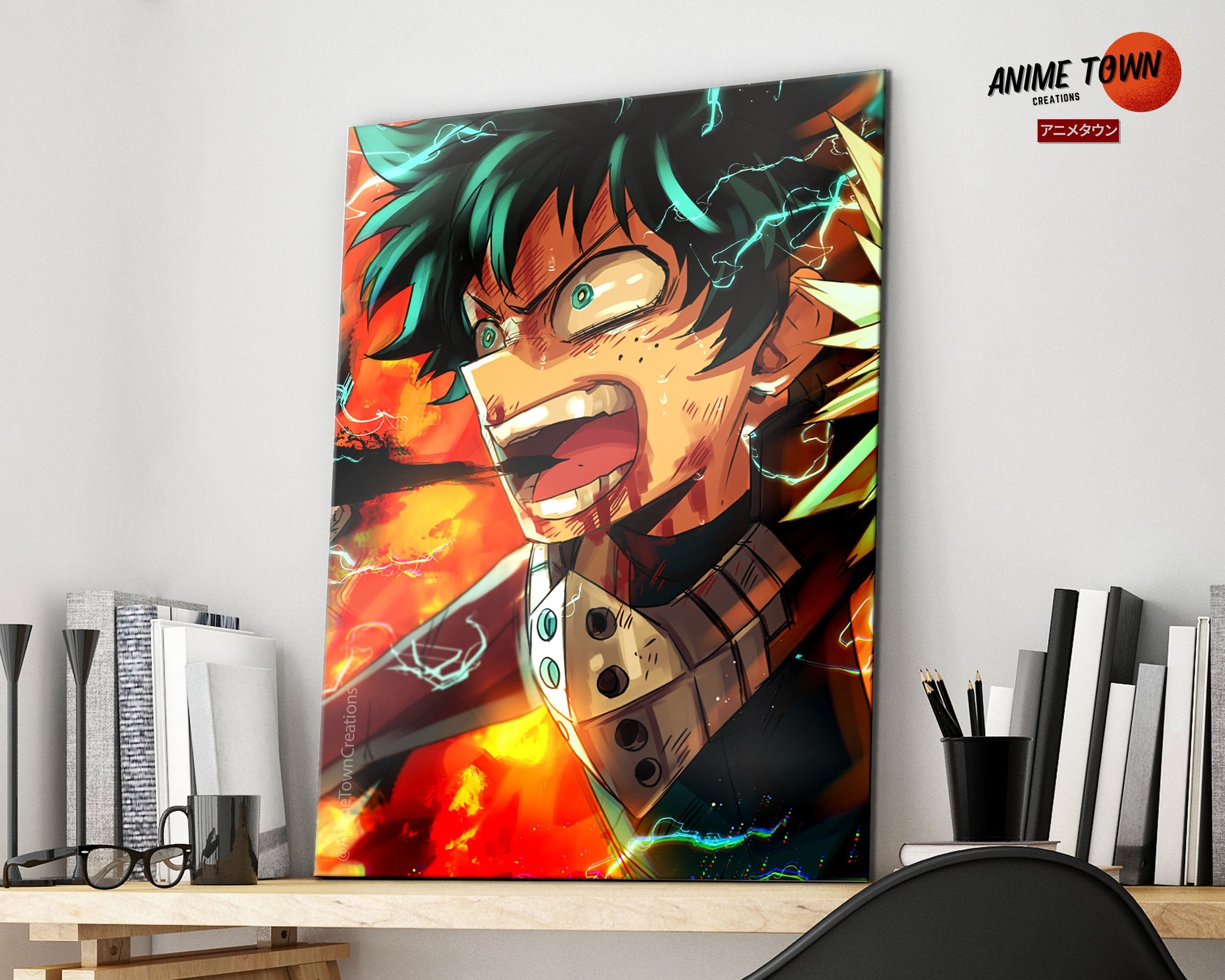 Anime Town Creations Metal Poster My Hero Academic Izuku Midoriya Rage 16" x 24" Home Goods - Anime My Hero Academia Metal Poster