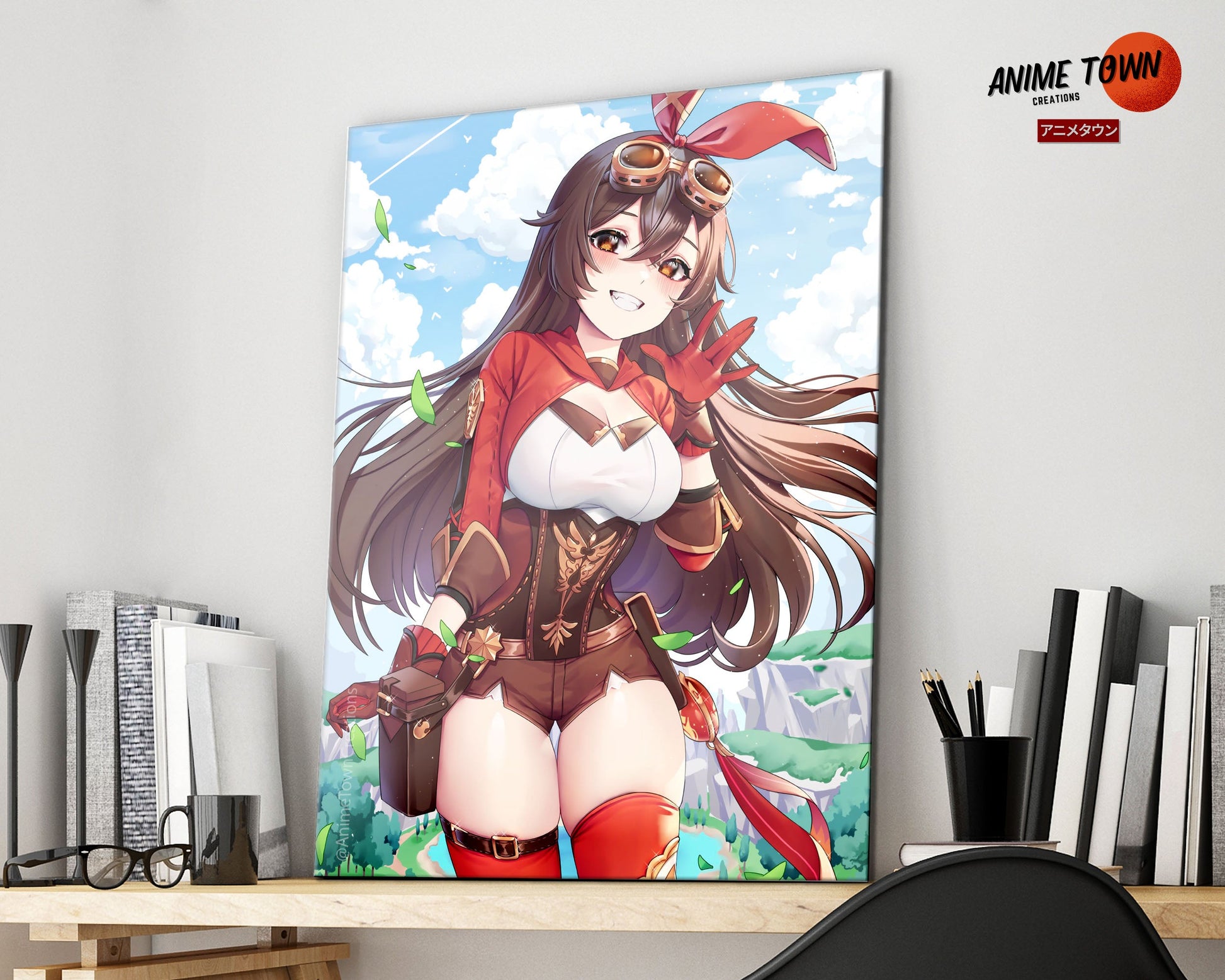 Anime Town Creations Metal Poster Genshin Impact Amber 16" x 24" Home Goods - Anime Genshin Impact Metal Poster
