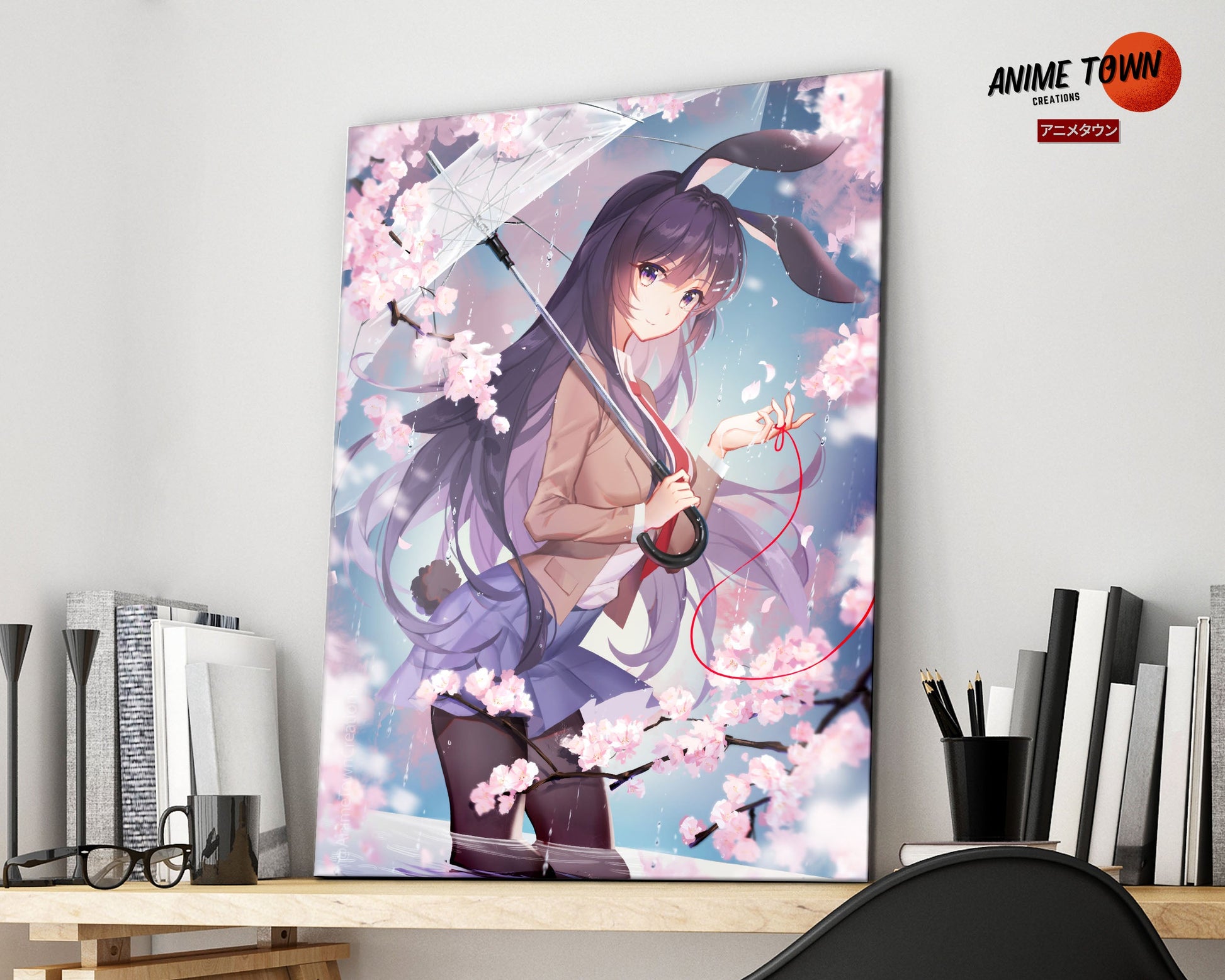 Anime Town Creations Metal Poster Bunny Girl Senpai Mai Sakurajima School Girl 16" x 24" Home Goods - Anime Rascal Does Not Dream of Bunny Girl Senpai Metal Poster