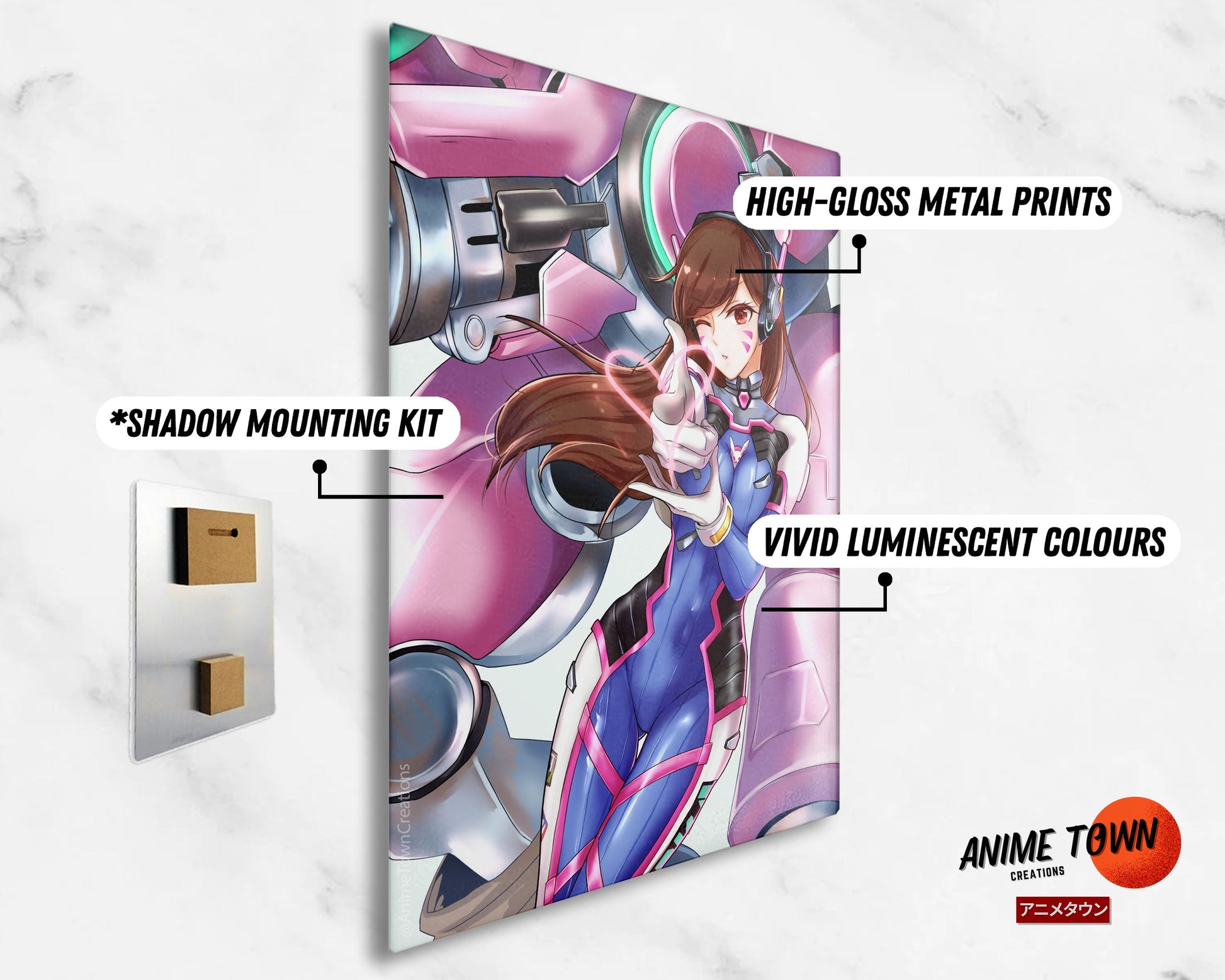 Anime Town Creations Metal Poster Overwatch D.Va 11" x 17" Home Goods - Anime Overwatch Metal Poster