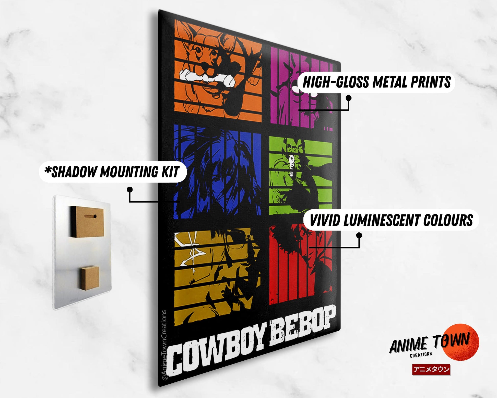 Anime Town Creations Metal Poster Cowboy Bebop Minimalist 5" x 7" Home Goods - Anime Cowboy Bepop Metal Poster
