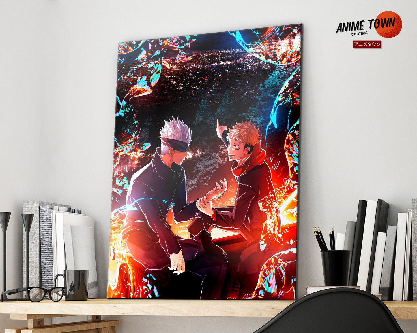 Anime Town Creations Metal Poster Jujutsu Kaisen Yuji and Satoru 11" x 17" Home Goods - Anime Jujutsu Kaisen Metal Poster