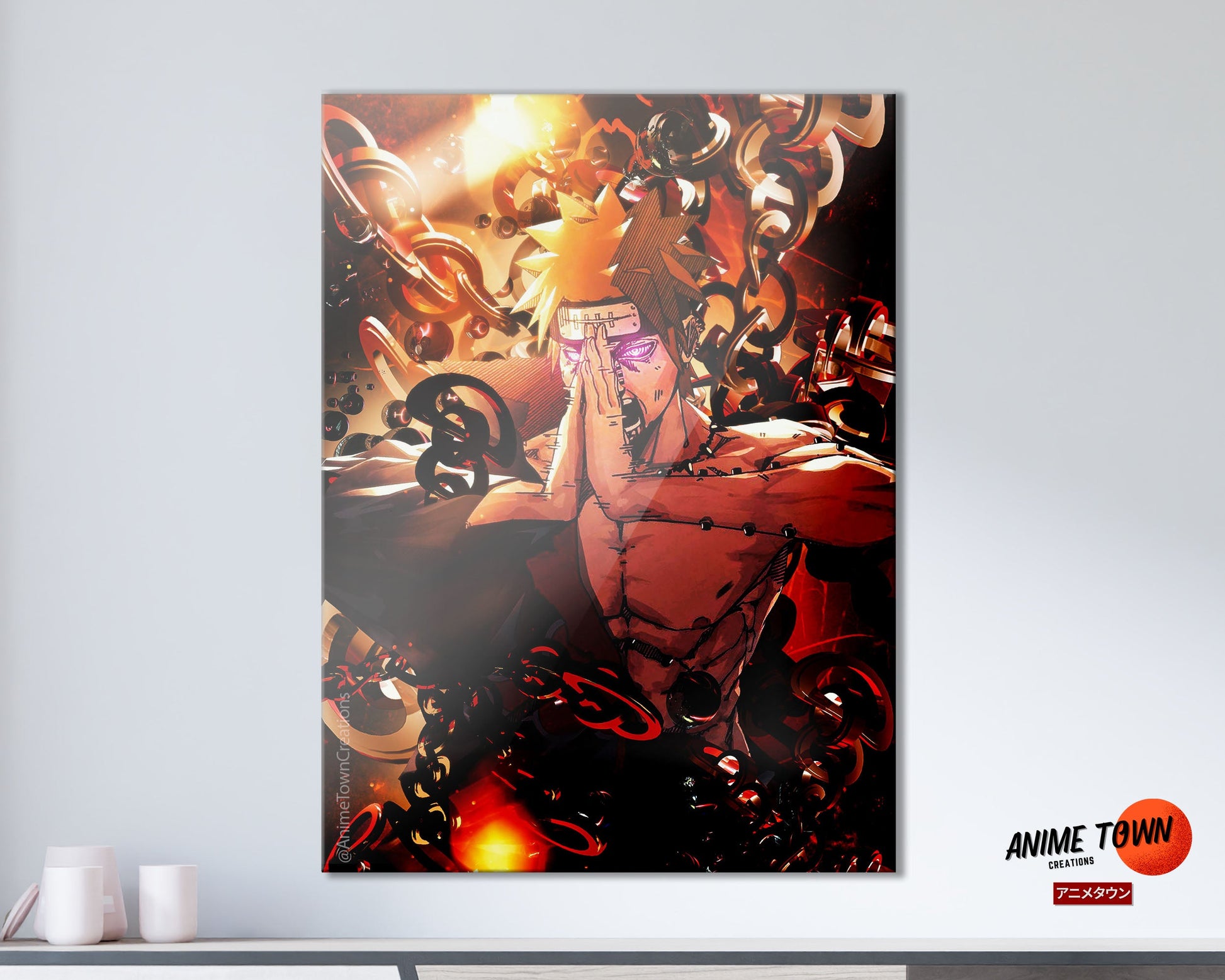 Anime Town Creations Metal Poster Naruto Pain Almighty Push 5" x 7" Home Goods - Anime Naruto Metal Poster