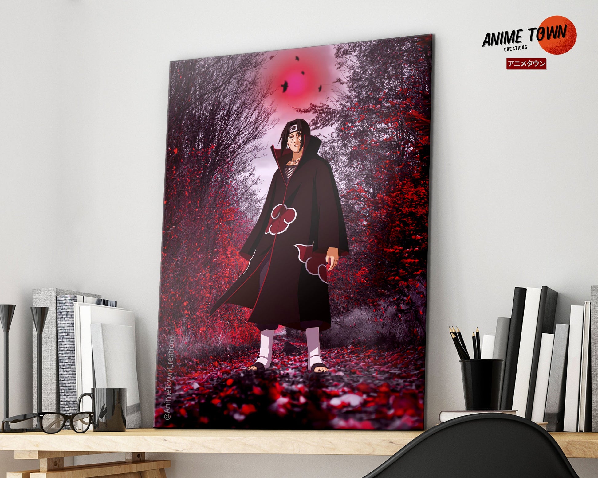 Anime Town Creations Metal Poster Naruto Uchiha Itachi Genjutsu 11" x 17" Home Goods - Anime Naruto Metal Poster
