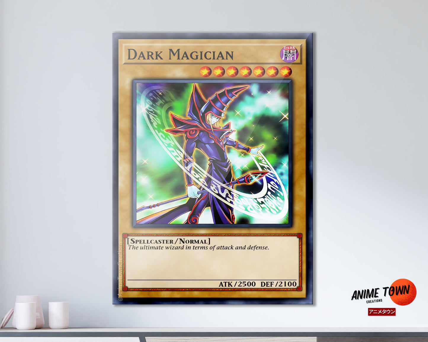 Anime Town Creations Metal Poster Yugioh Dark Magician 1st Edition Card 11" x 17" Home Goods - Anime Yu-Gi-Oh Metal Poster