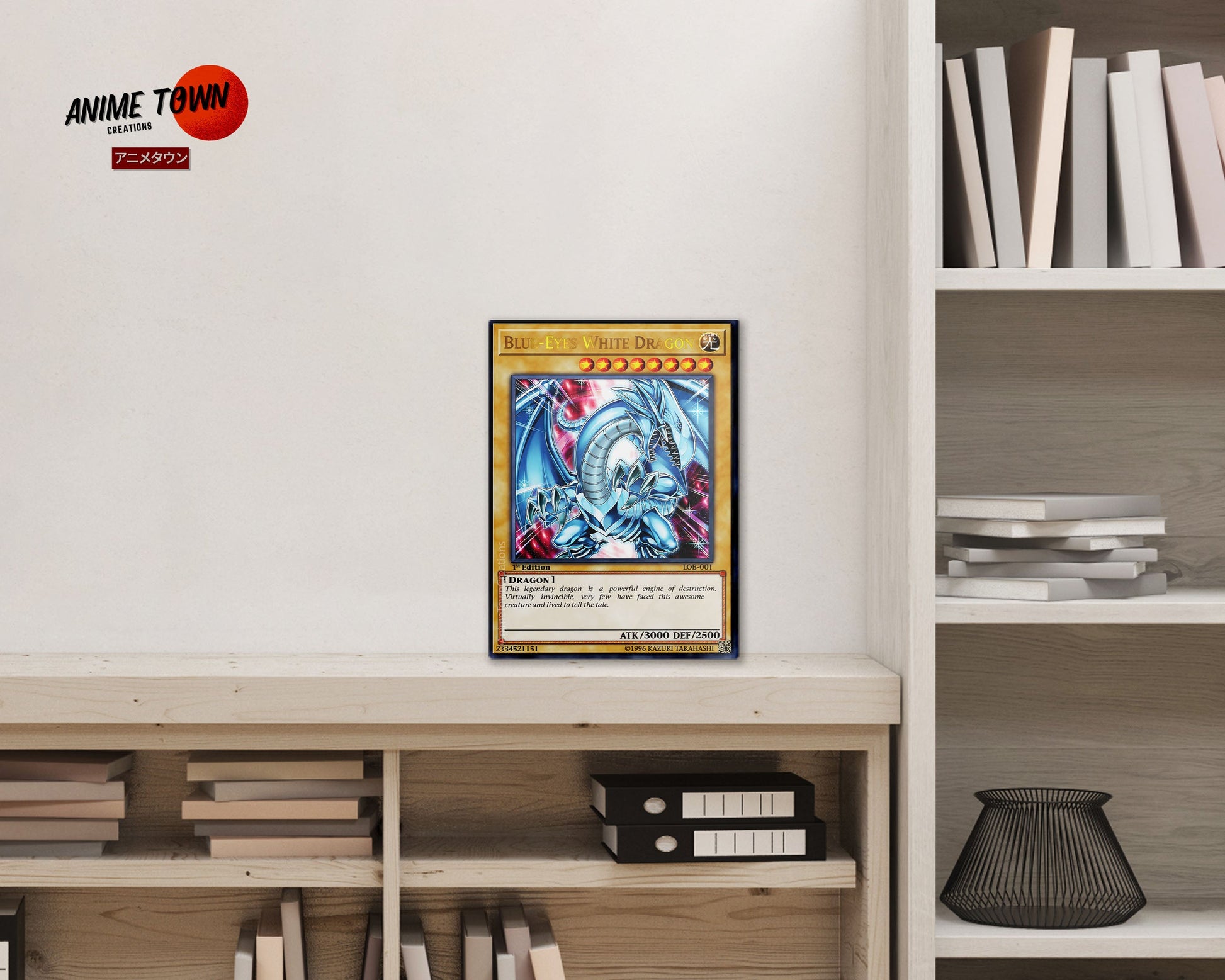 Anime Town Creations Metal Poster Yugioh Blue Eyes White Dragon 1st Edition Card 5" x 7" Home Goods - Anime Yu-Gi-Oh Metal Poster
