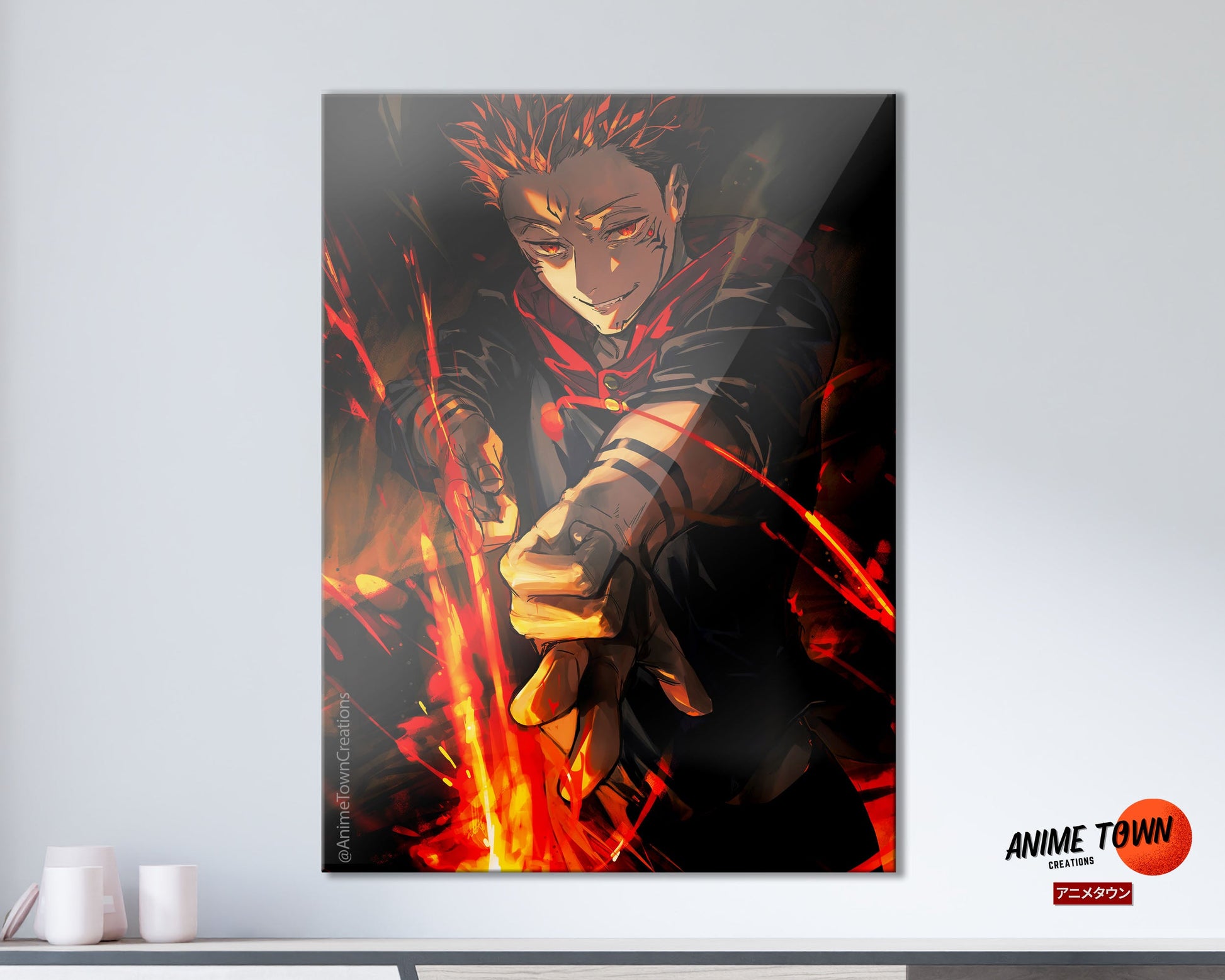 Anime Town Creations Metal Poster Jujutsu Kaisen Sukuna Flame Arrow Fuga 11" x 17" Home Goods - Anime Jujutsu Kaisen Metal Poster