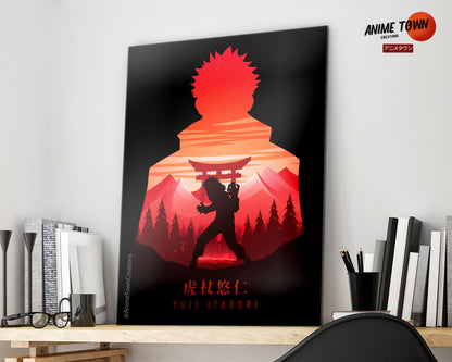 Anime Town Creations Metal Poster Jujutsu Kaisen Itadori Yuji Minimalist 16" x 24" Home Goods - Anime Jujutsu Kaisen Metal Poster