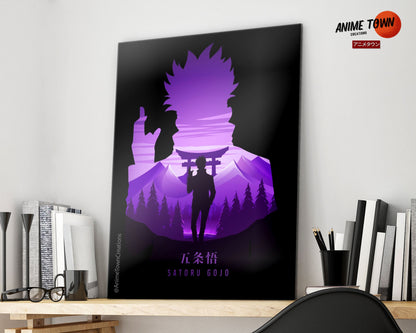 Anime Town Creations Metal Poster Jujutsu Kaisen Satoru Gojo Minimalist 16" x 24" Home Goods - Anime Jujutsu Kaisen Metal Poster